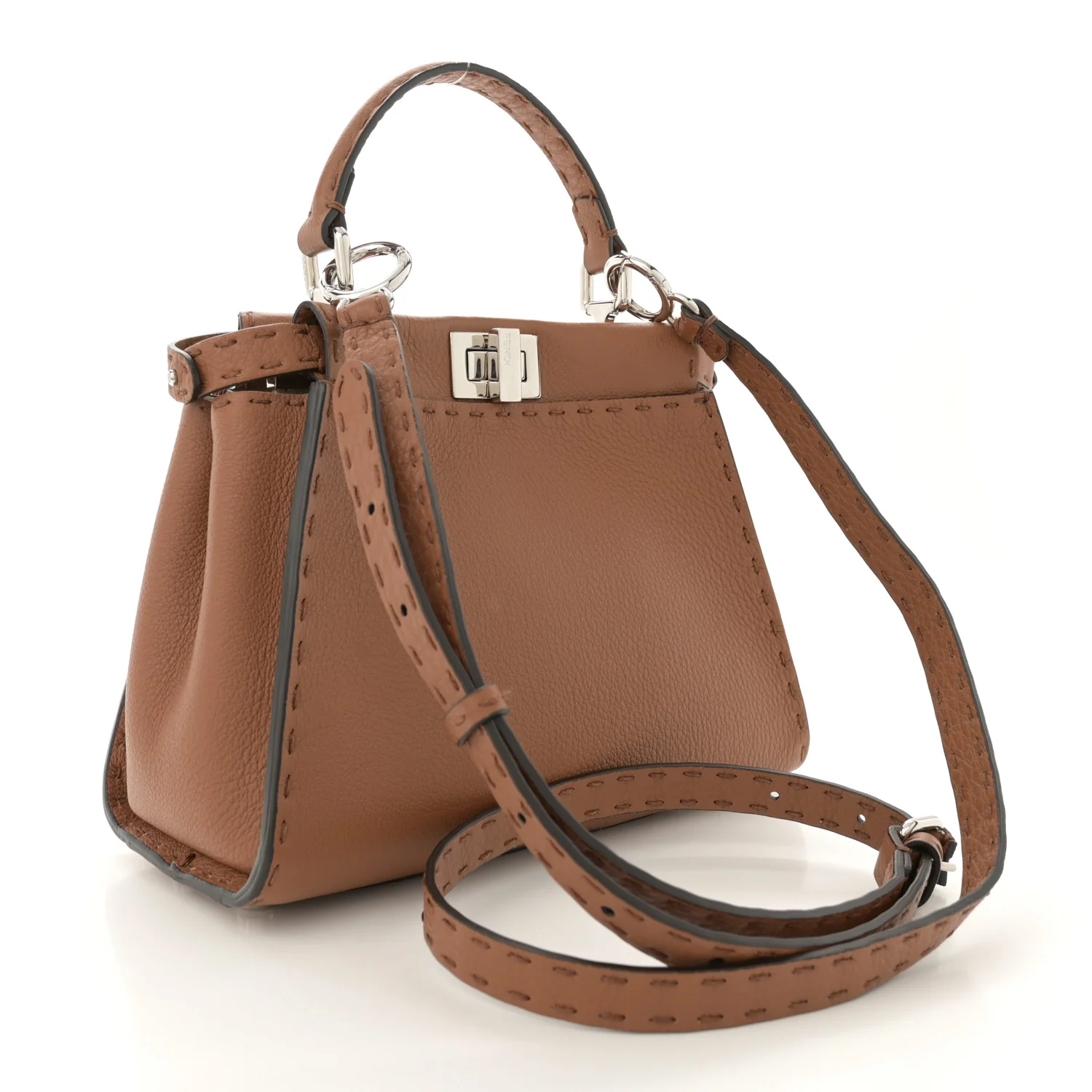 Cuoio Romano Selleria Bi-Color Mini Peekaboo Iconic Satchel Mou Milk - Image 3