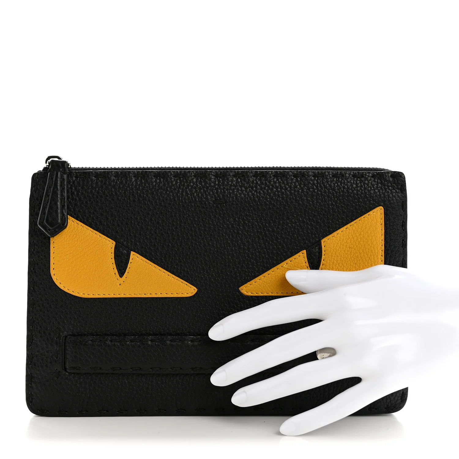 Cuoio Romano Selleria Monster Eyes Inlay Slim Clutch Black Sunflower - Image 2