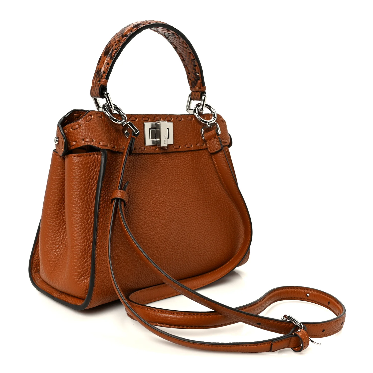 Cuoio Romano Snakeskin Selleria Mini Peekaboo Iconic Satchel Cappuccino - Image 3
