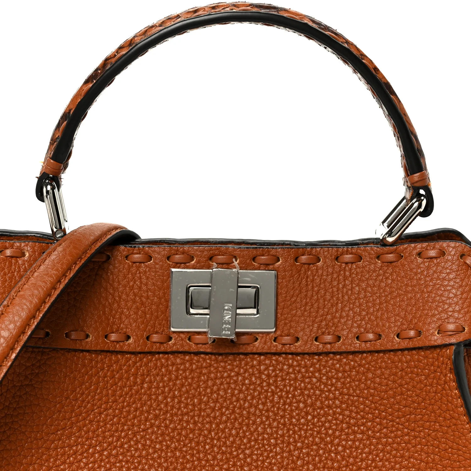 Cuoio Romano Snakeskin Selleria Mini Peekaboo Iconic Satchel Cappuccino - Image 9