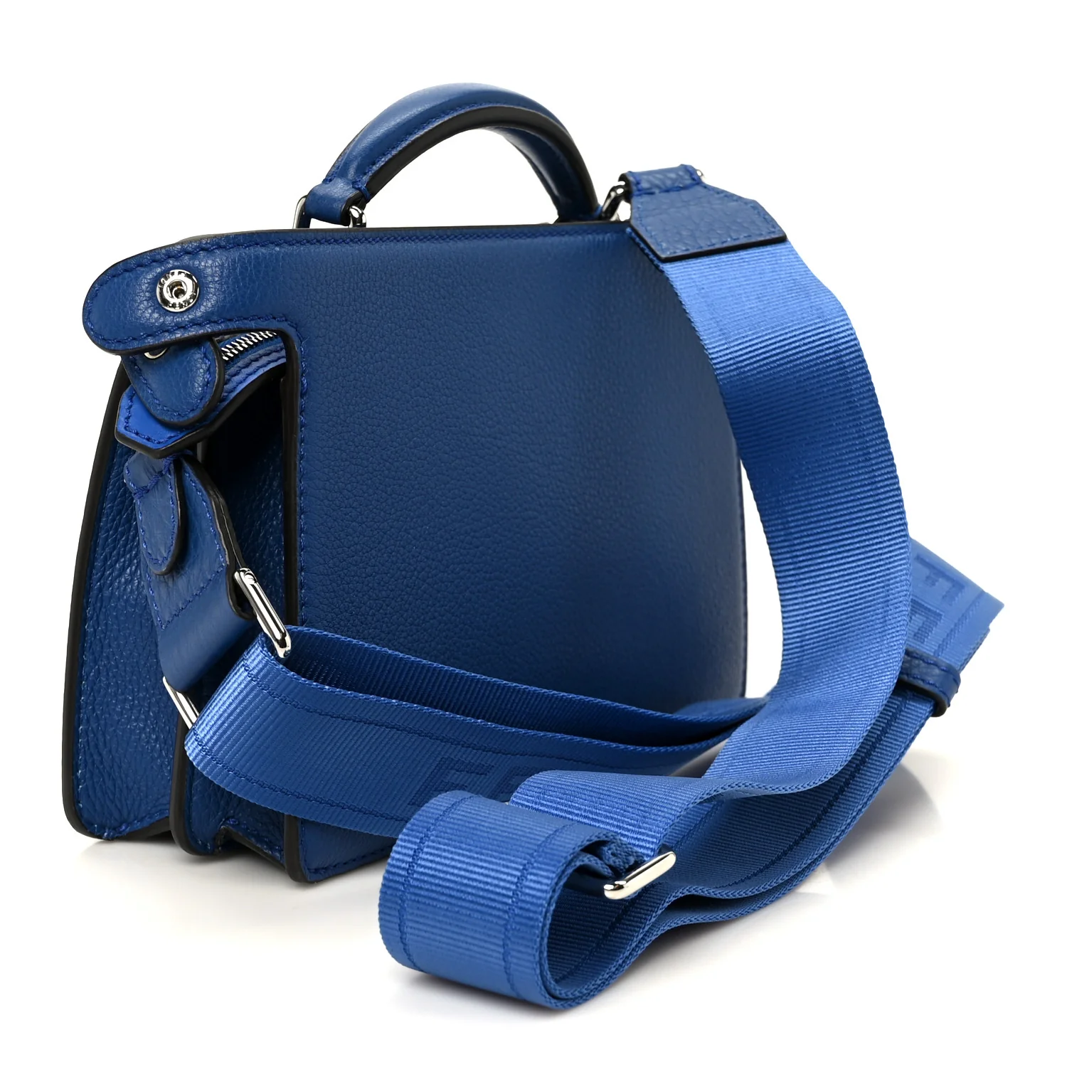 Cuoio Romano Vitello Cover Bi-Color Peekaboo I See U X Cross Satchel Bleu Royal Acciaio - Image 3
