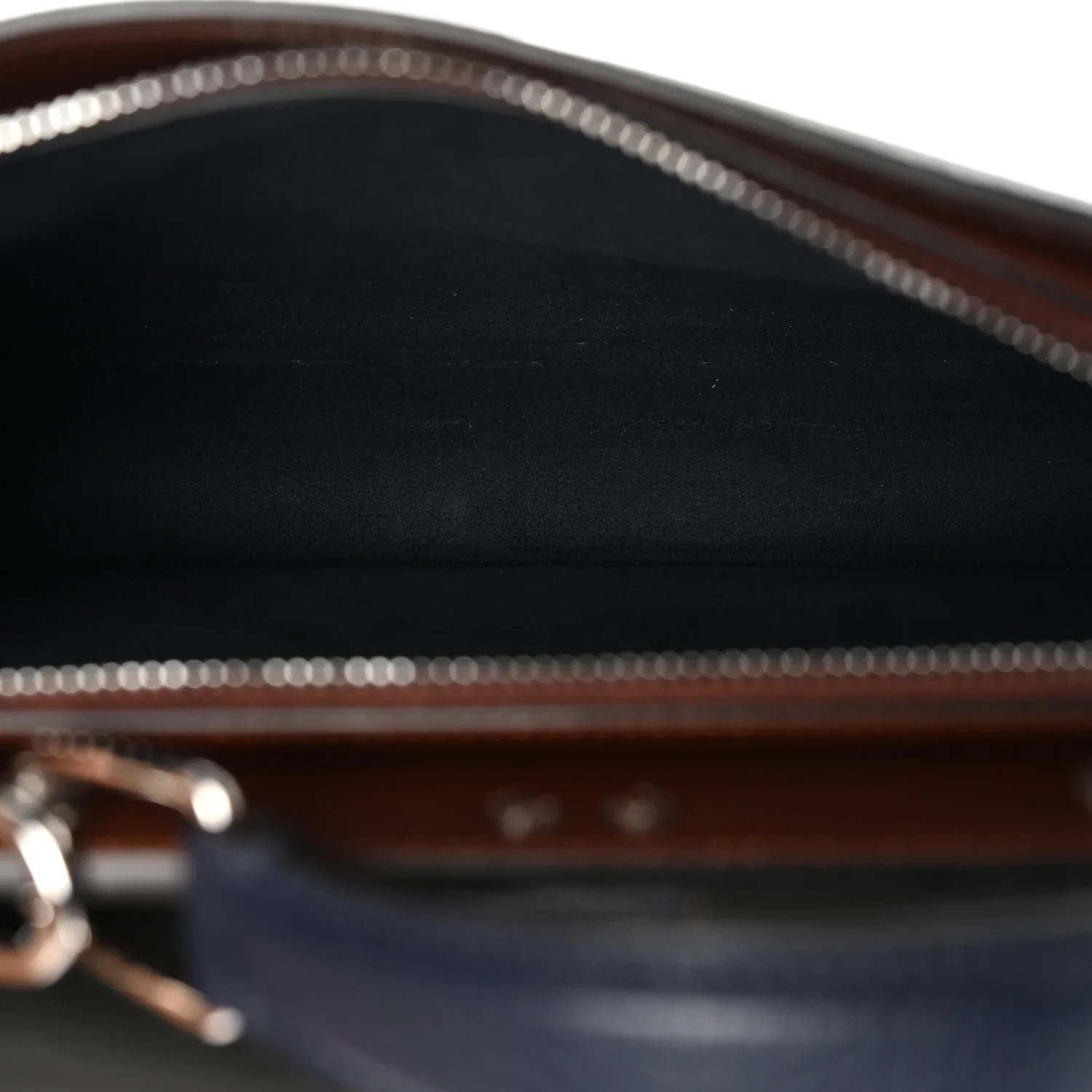 Cuoio Romano Vitello Cover Glazed Fabric Bi-Color FF 1974 Mini Peekaboo I SEE U Satchel Blue Dark Brown Tobacco Moro - Image 5