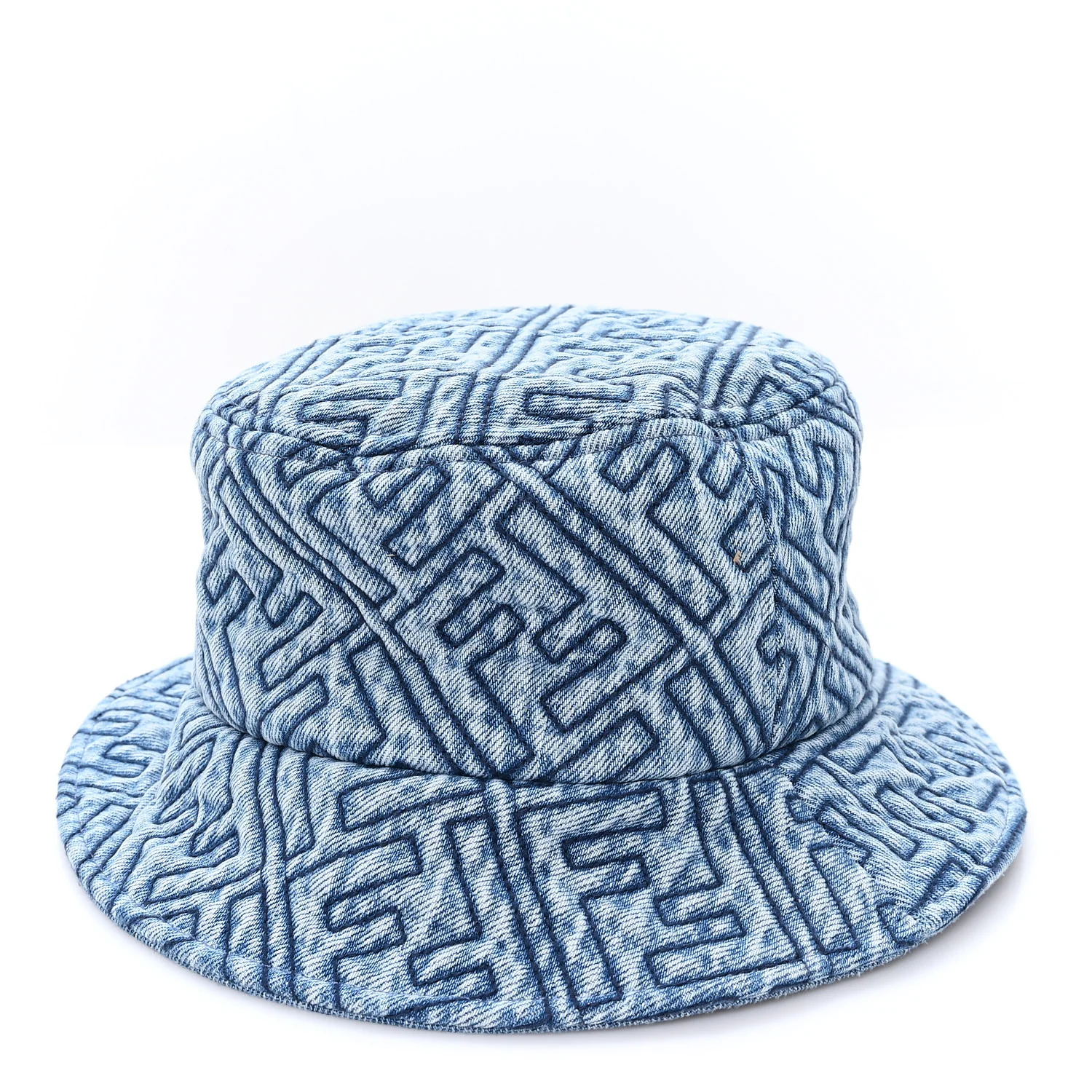 Denim Embroidered FF Bucket Hat M Blue