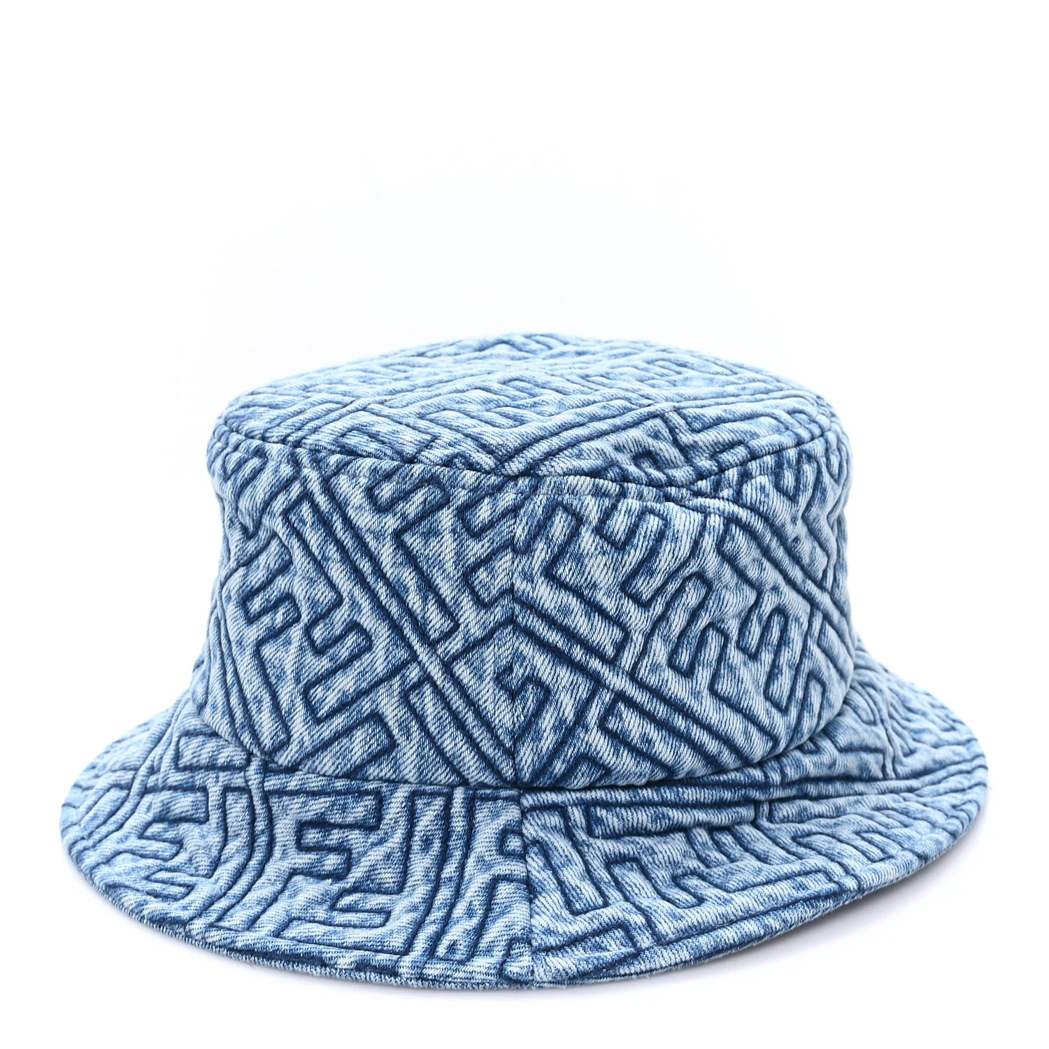 Denim Embroidered FF Bucket Hat M Blue - Image 6