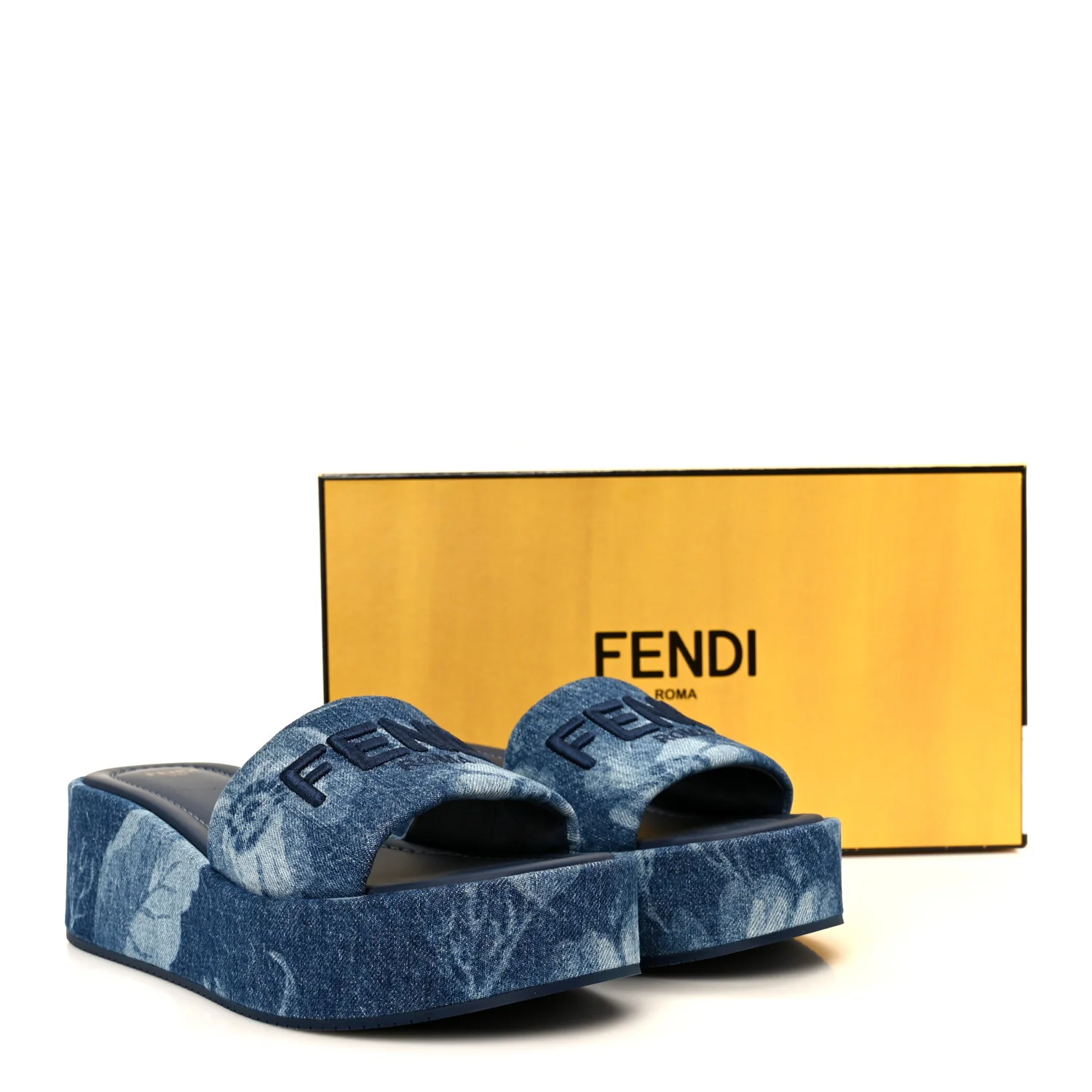 Denim Sea Garden Logo Sunshine Flatform Slide Sandals 40 Blue Medium Dark Blue - Image 11