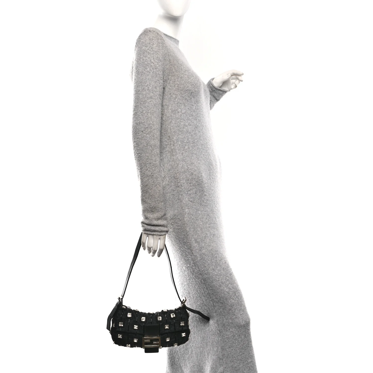 Fabric Beaded Crystal Baguette Black - Image 2