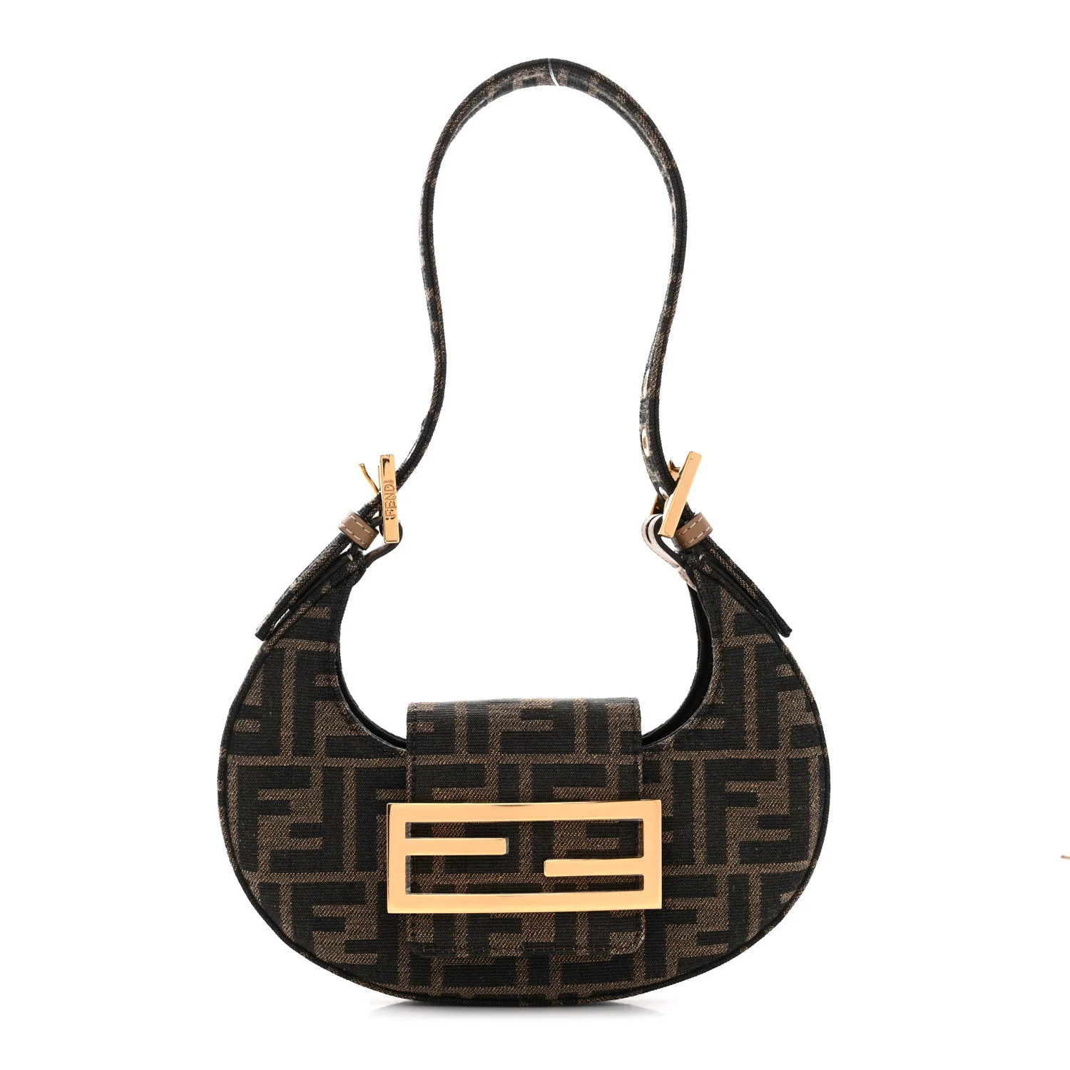 Fabric Jacquard FF 1974 Mini Cookie Hobo Bag Tobacco Moro