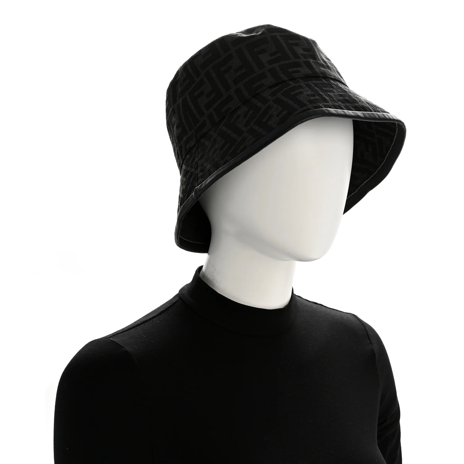 Fabric Jacquard FF Bucket Hat L Black - Image 2