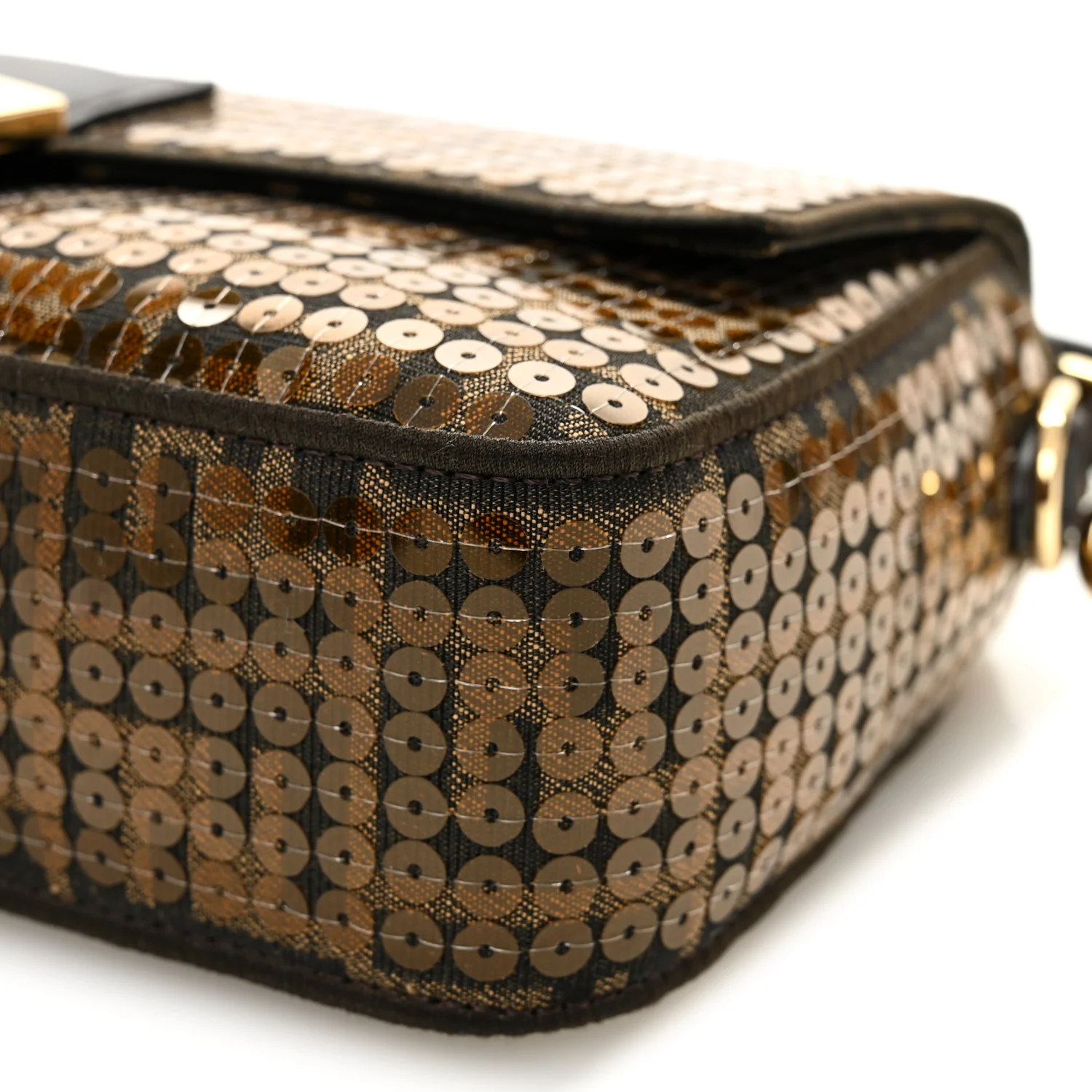 Fabric Jacquard Paillettes Vitello Seta FF 1974 Baguette Testa di Moro Real Ebano - Image 9