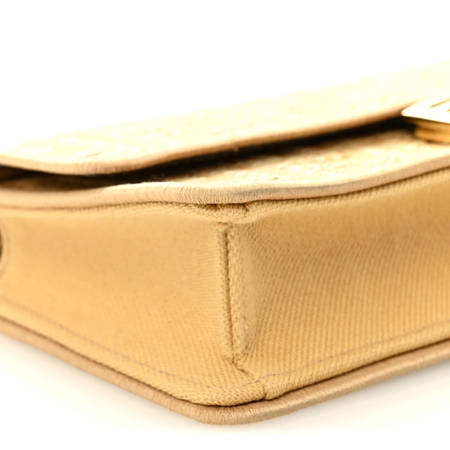 Fabric Jacquard Raffia Straw FF 1974 Wallet On Chain Natural Dark Honey - Image 8