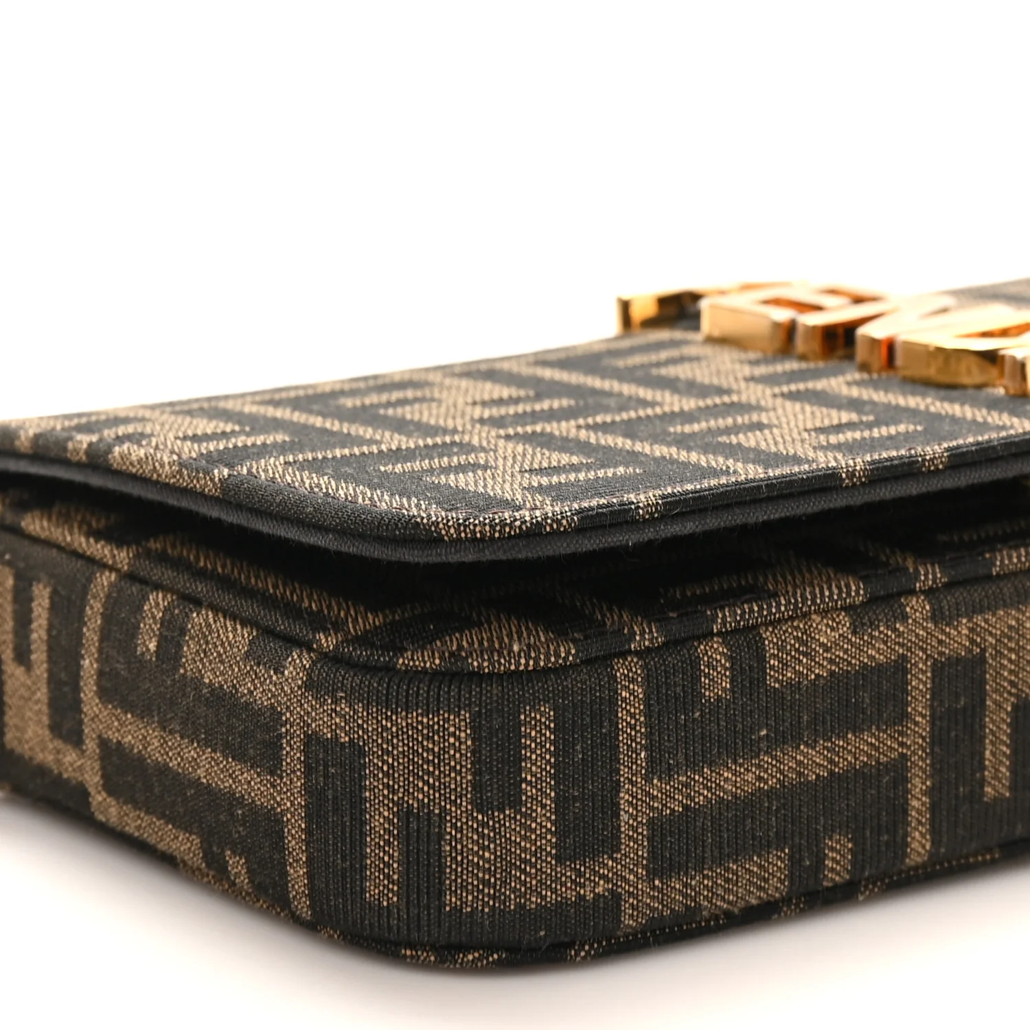 Fabric Jacquard Vitello Grace FF 1974 Fendigraphy Wallet On Chain Tobacco Moro Ebano - Image 8