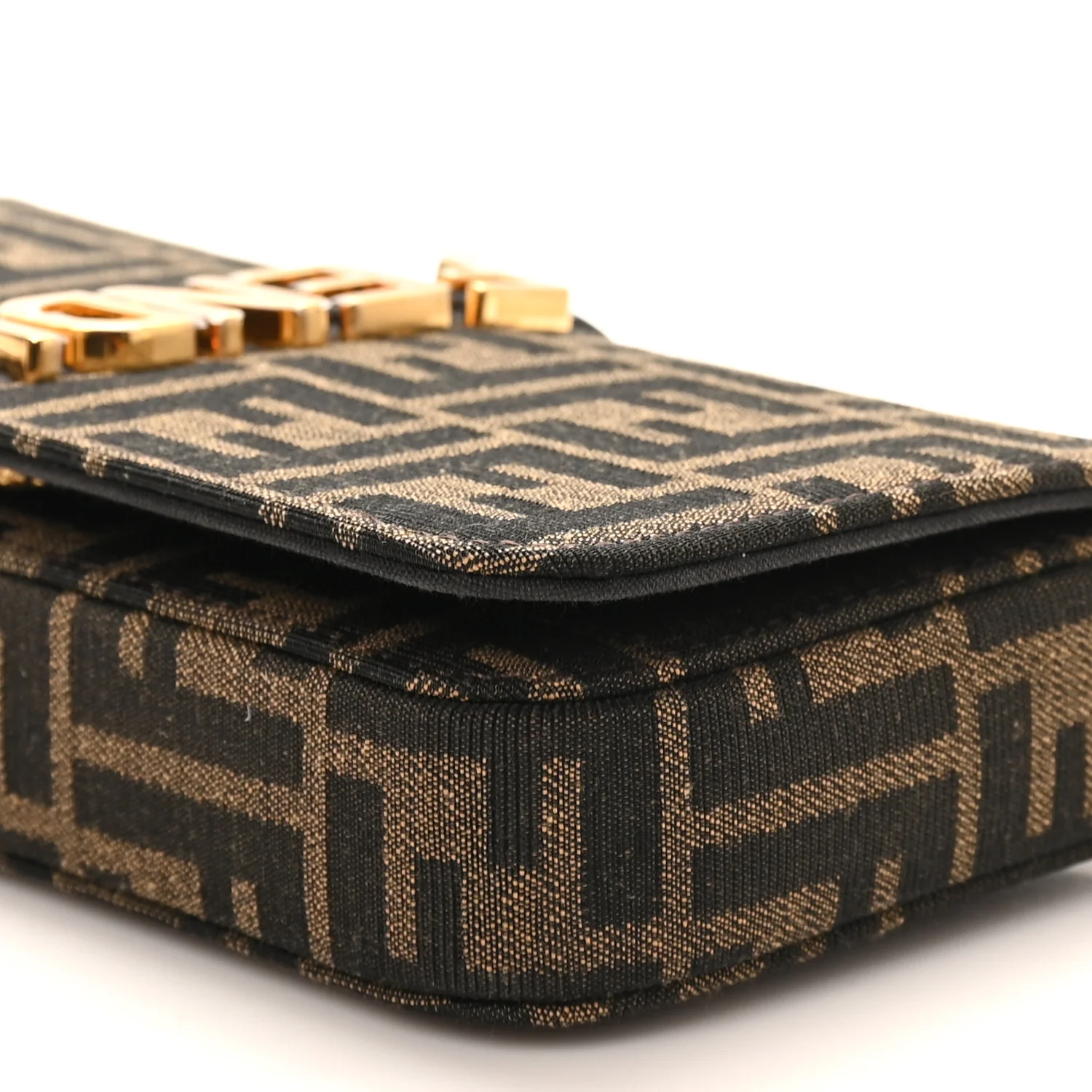 Fabric Jacquard Vitello Grace FF 1974 Fendigraphy Wallet On Chain Tobacco Moro Ebano - Image 9