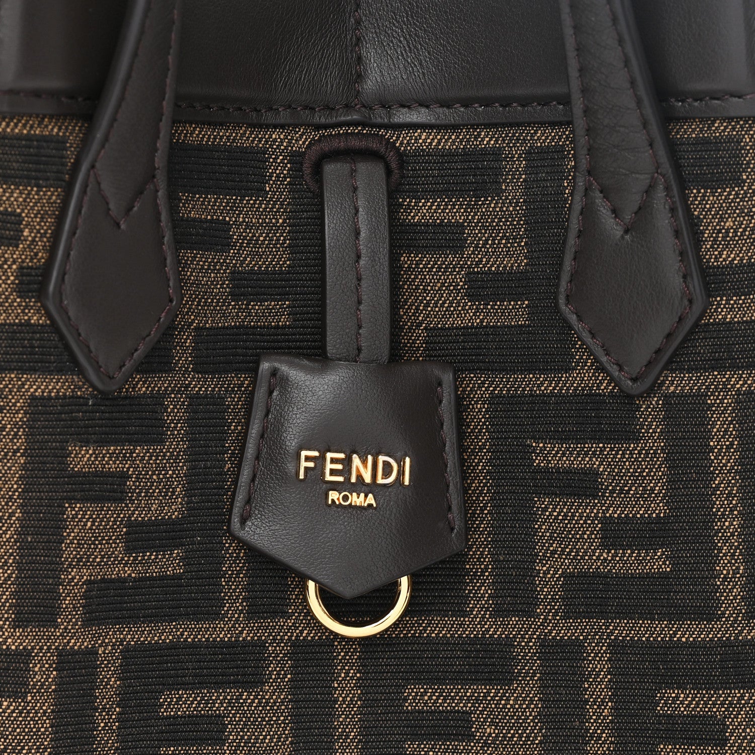 Fabric Jacquard Vitello Grace FF 1974 Mini Fendi Origami Tobacco Moro Ebano - Image 8