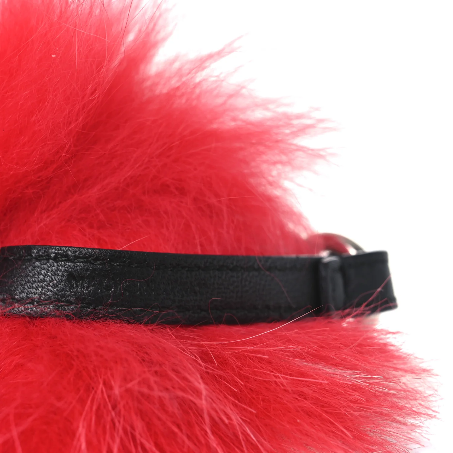 Fox Fur Shiny Nappa Rainbow Pom Pom Bag Charm Rosso Multicolor Black - Image 3