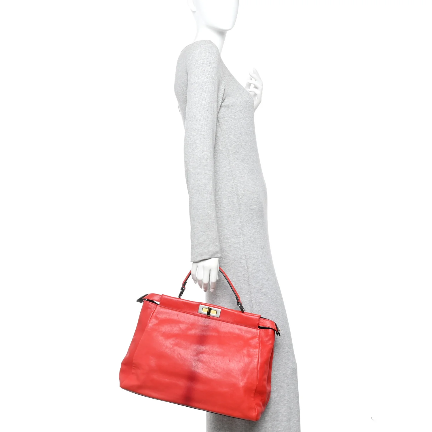 Goatskin Zucca Large Peekaboo Iconic Satchel Red - Image 2