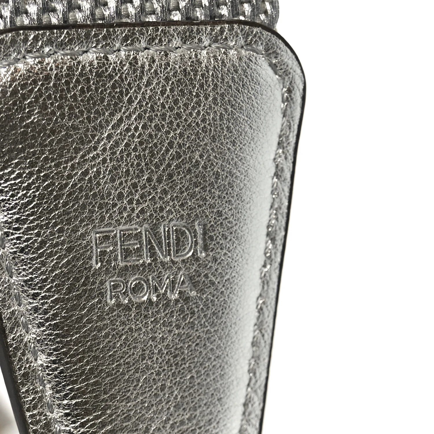 Jacquard Ribbon Vitello King FF Bi-Color Intreccio Adjustable Strap You Silver Beige - Image 3