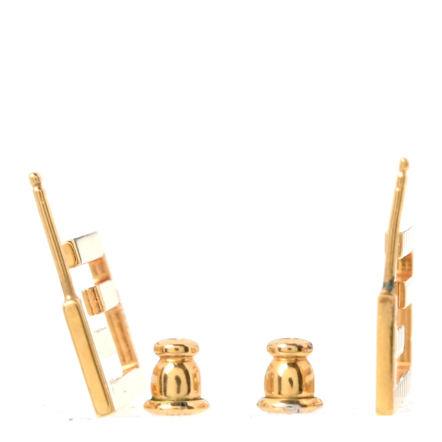 Metal Baguette Earrings Gold - Image 3