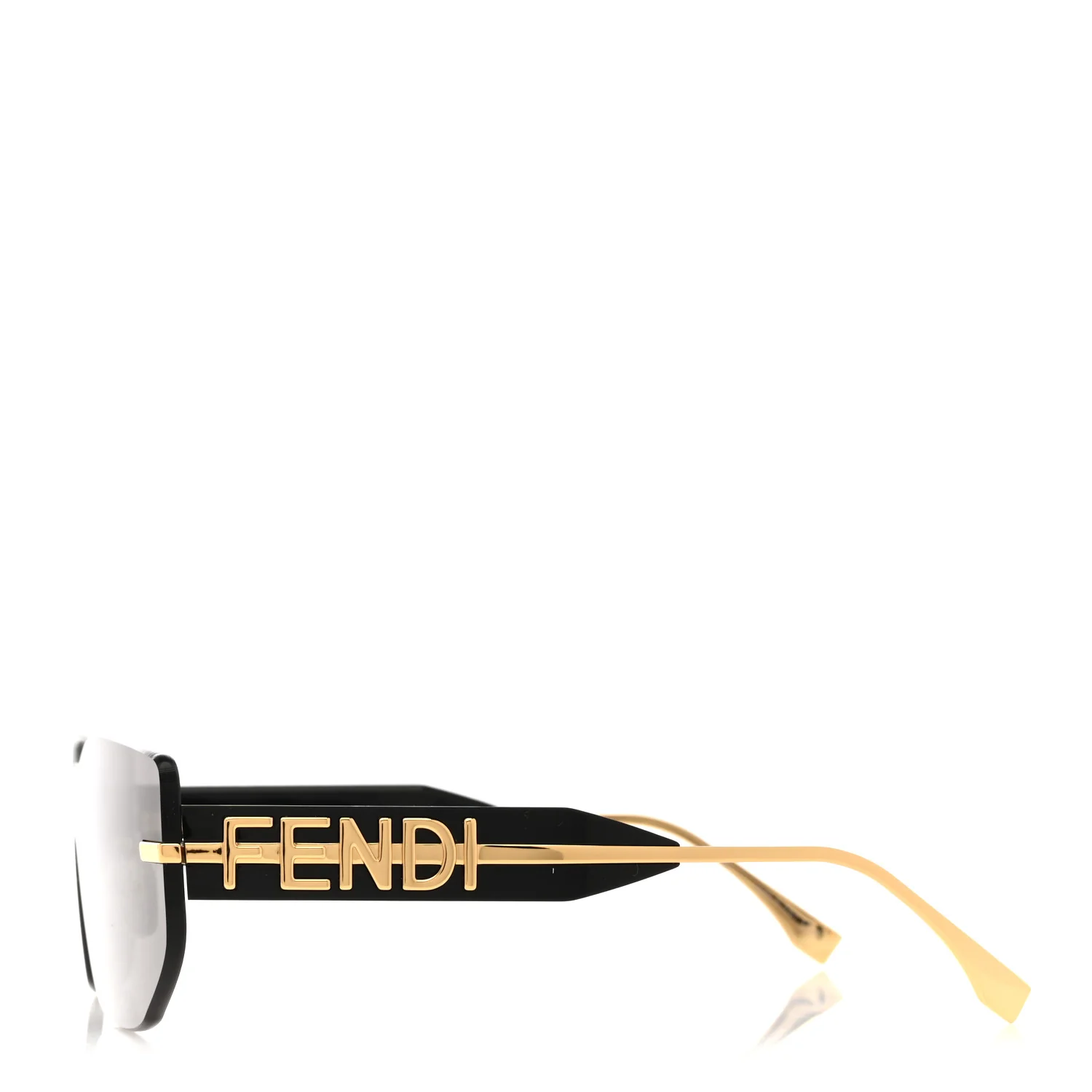Metal Fendigraphy Shield Sunglasses FE 40066U Black Gold - Image 3