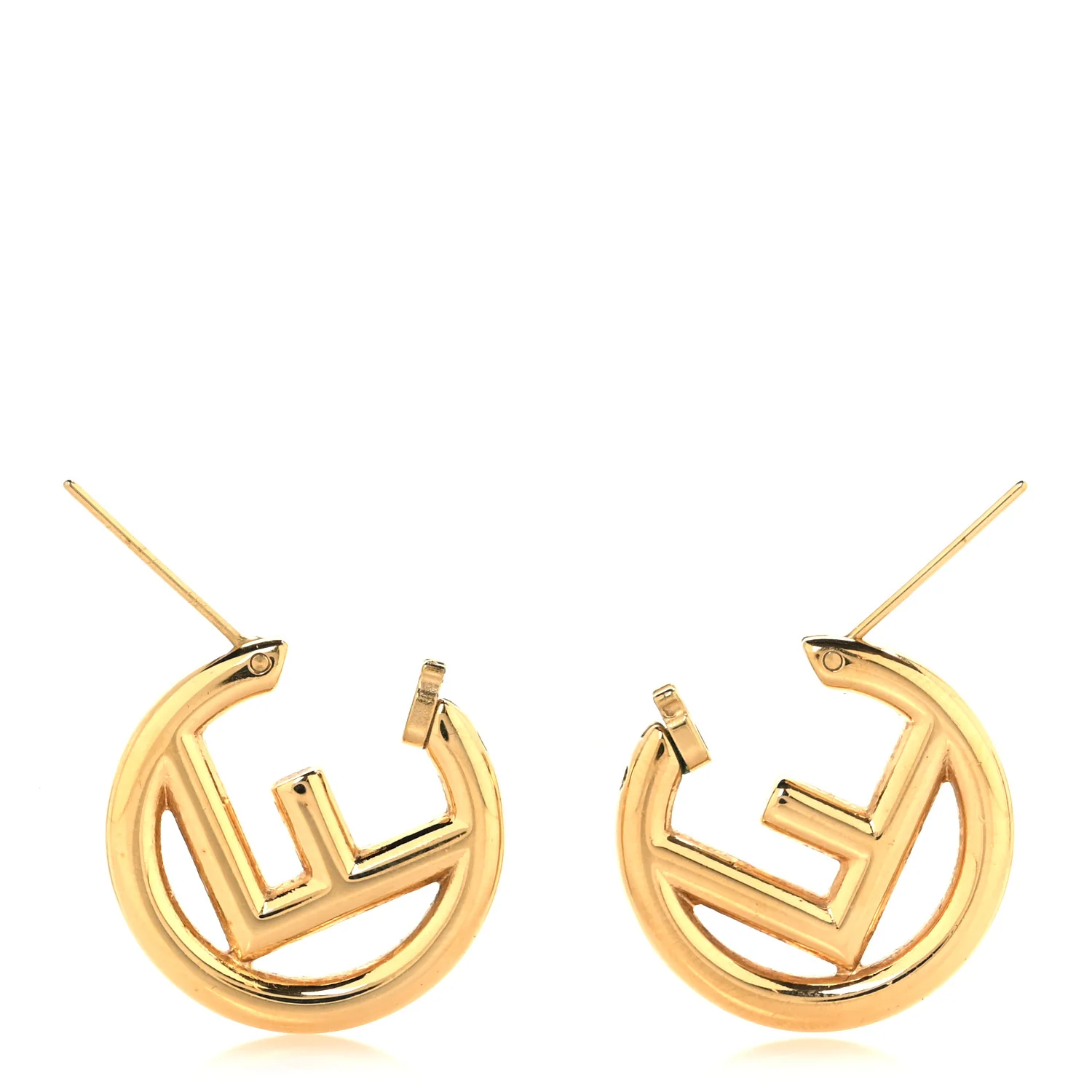 Metal FF Hoop Earrings Gold - Image 3