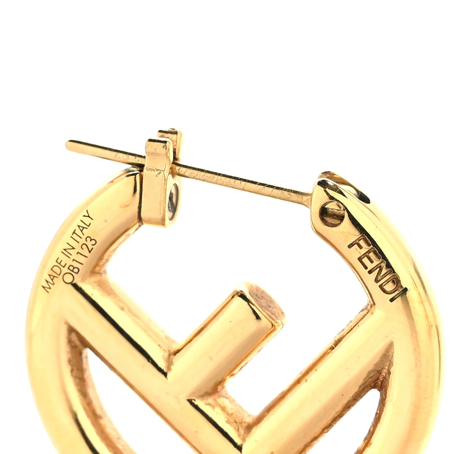 Metal FF Hoop Earrings Gold - Image 4