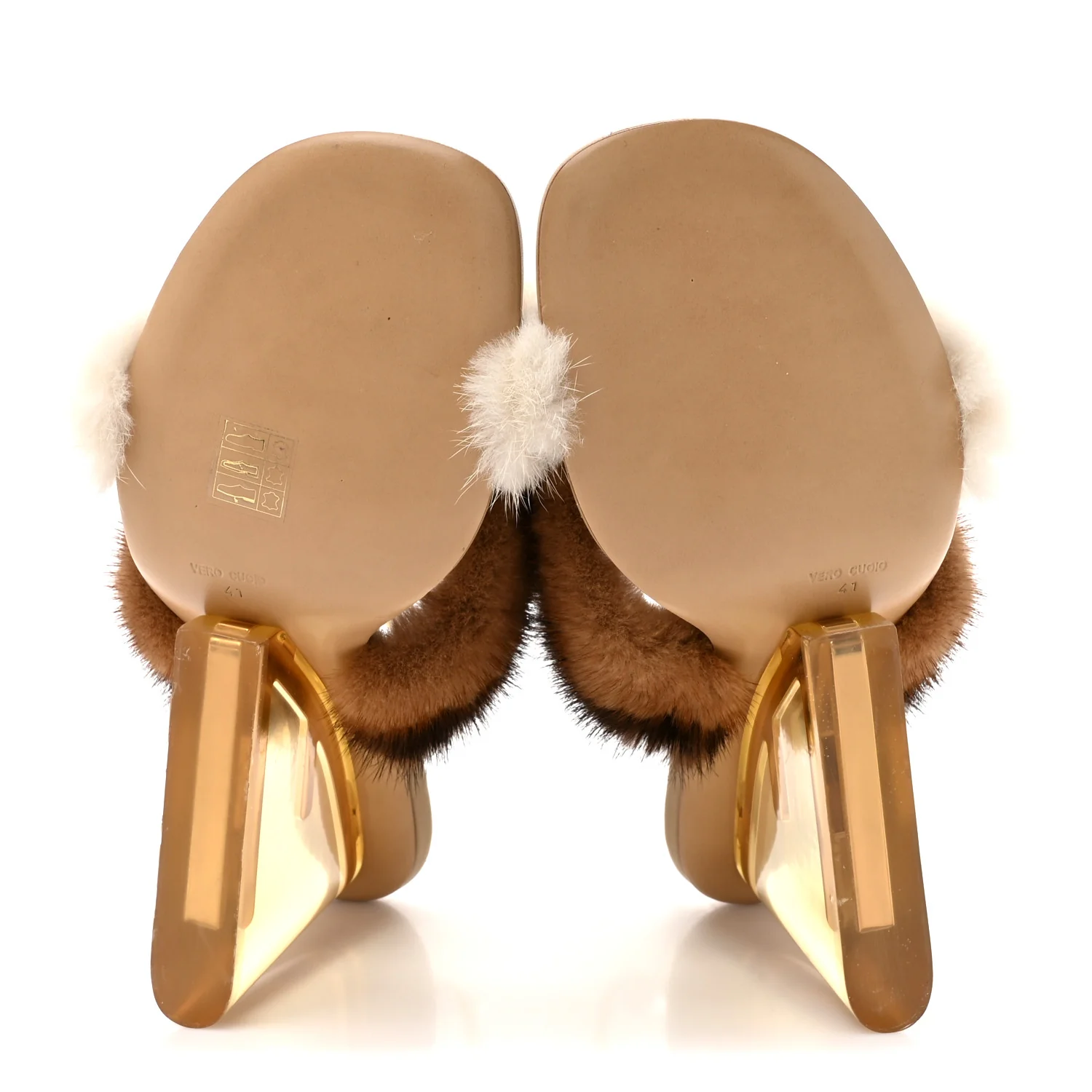 Mink Ayers Lucite Fendi First 95mm Sandals 41 Natural Brown - Image 6