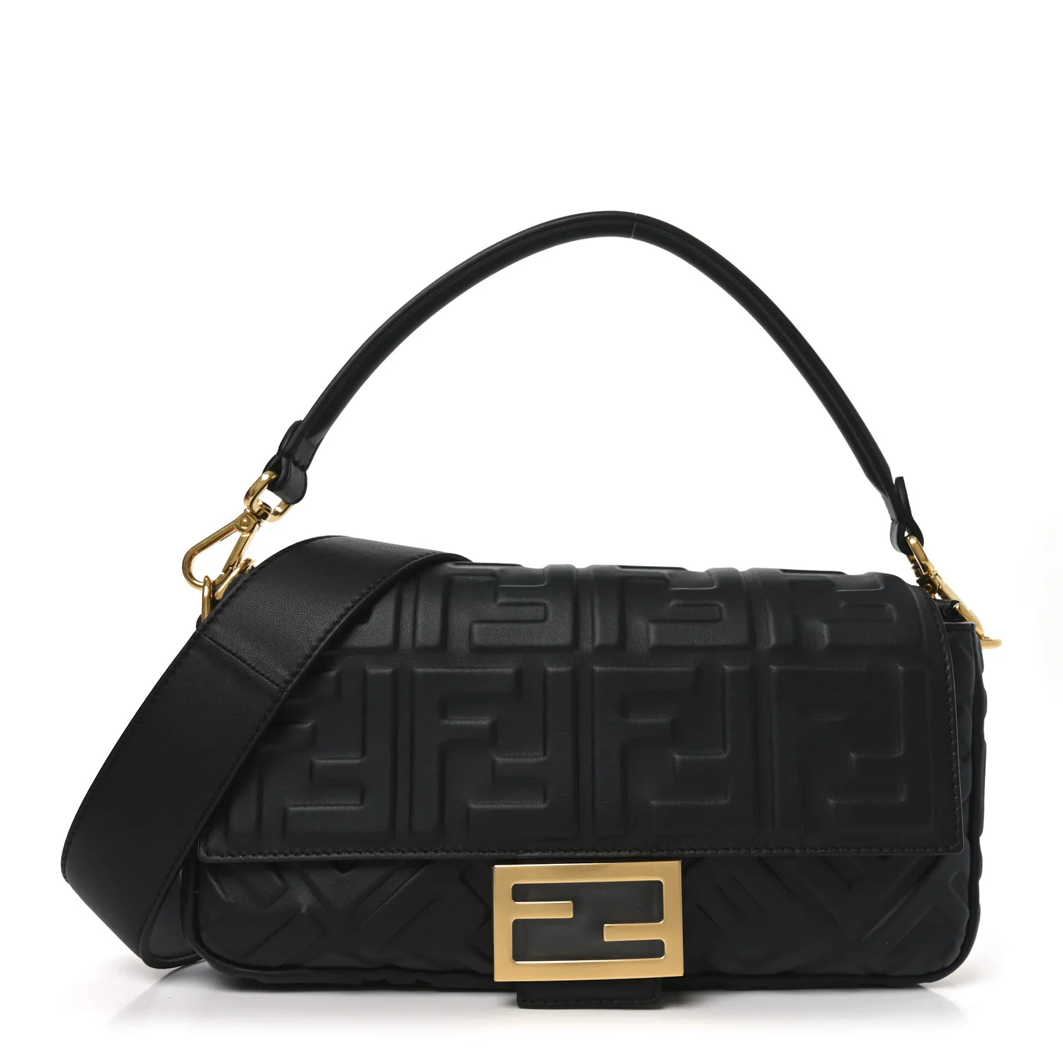 Nappa FF 1974 Embossed Baguette Black
