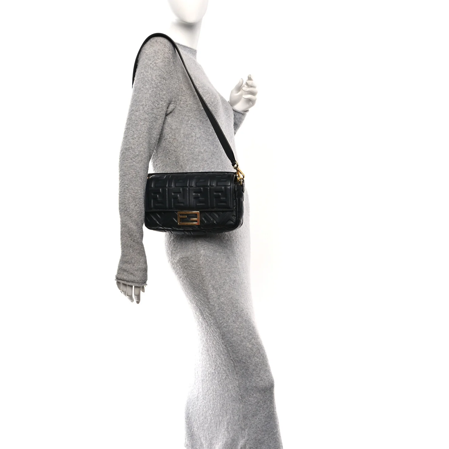 Nappa FF 1974 Embossed Baguette Black - Image 2