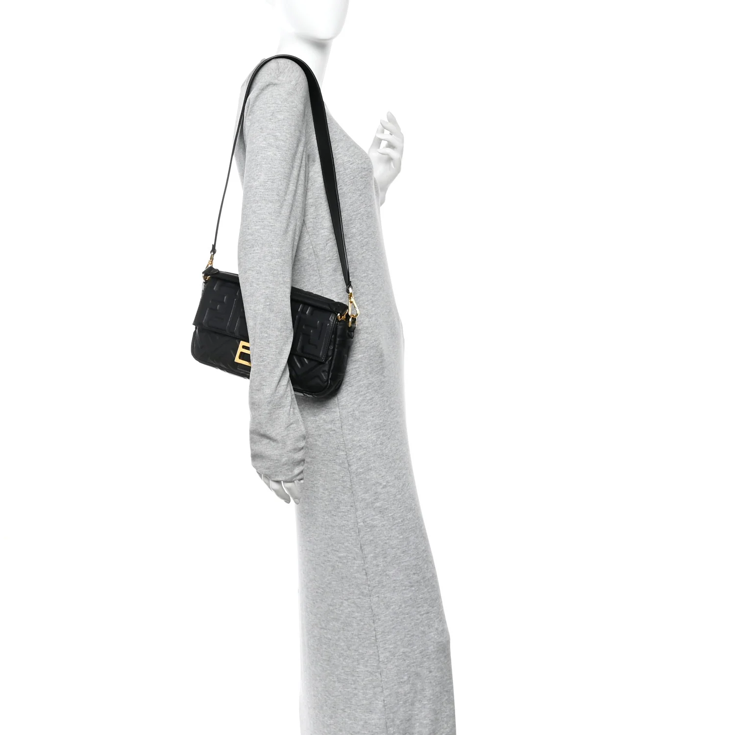 Nappa FF 1974 Embossed Baguette Black - Image 2