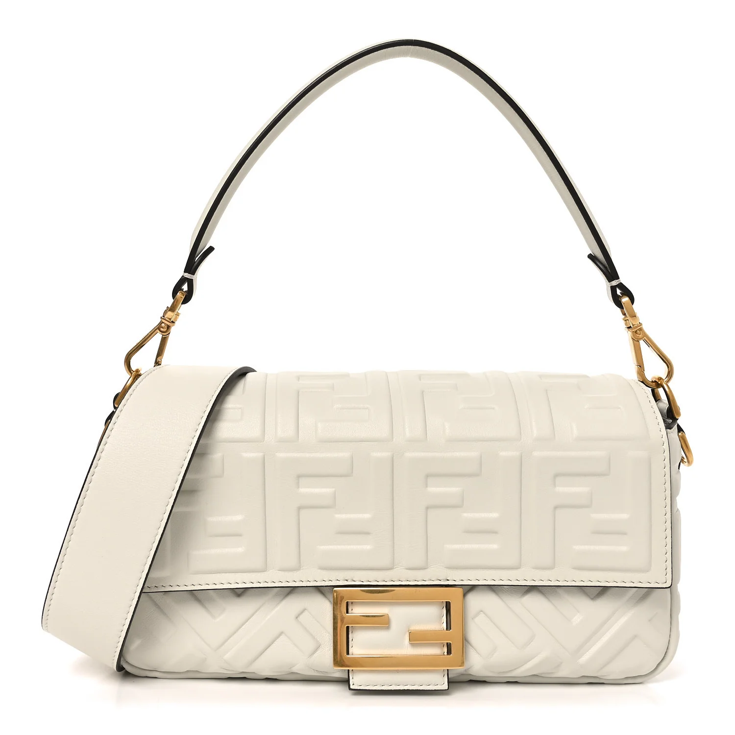 Nappa FF 1974 Embossed Baguette White