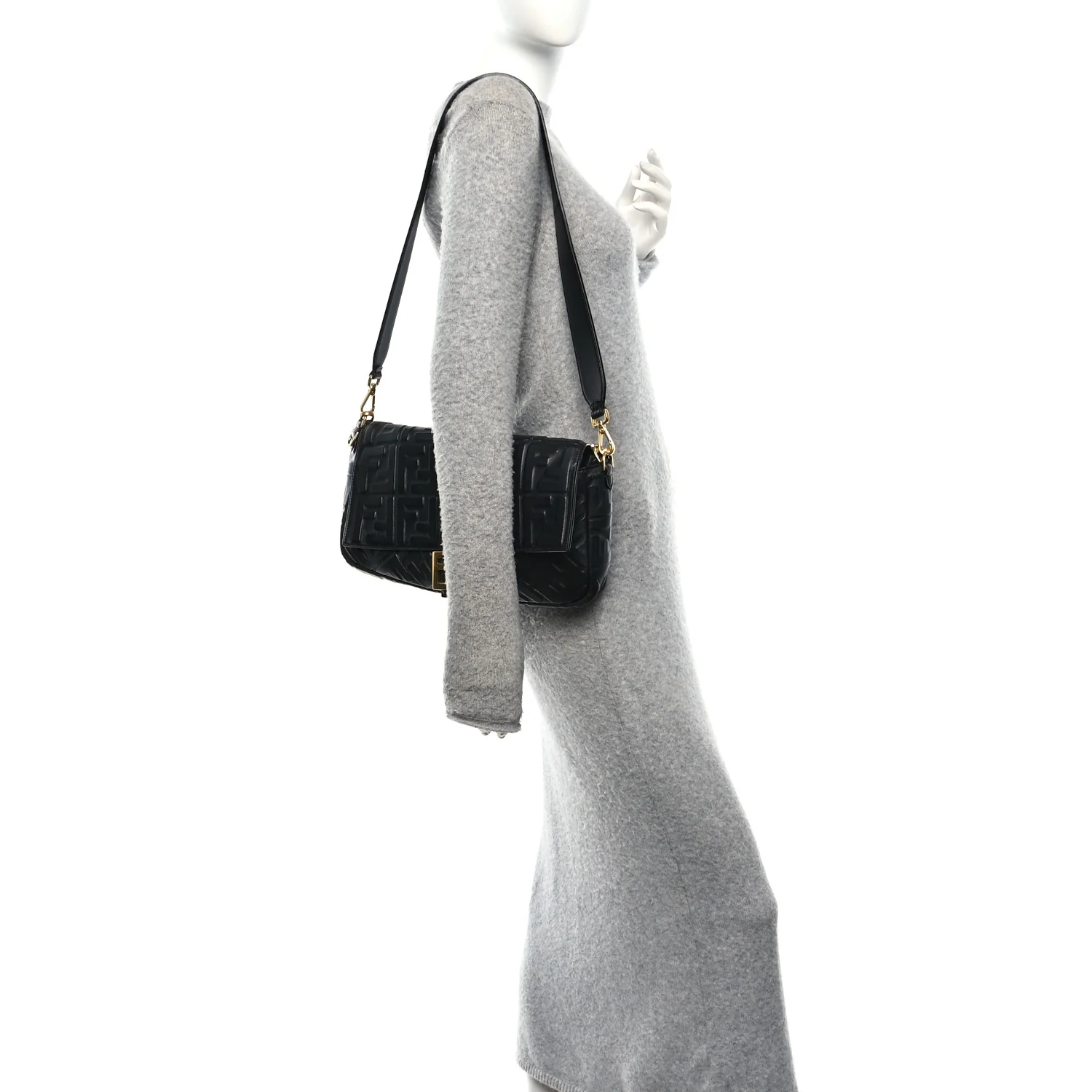 Nappa FF 1974 Embossed Large Baguette Black - Image 2