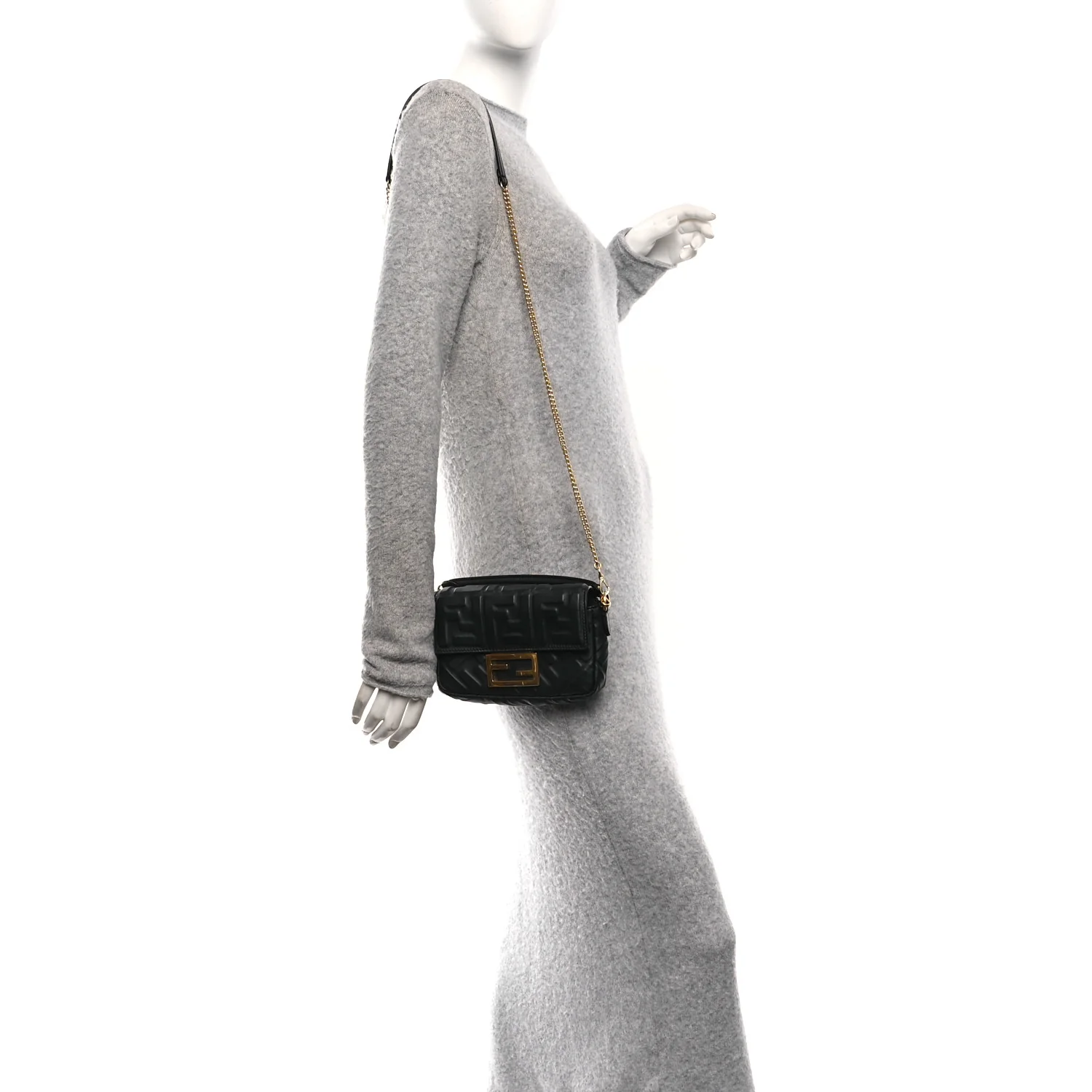 Nappa FF 1974 Embossed Mini Baguette Black - Image 2
