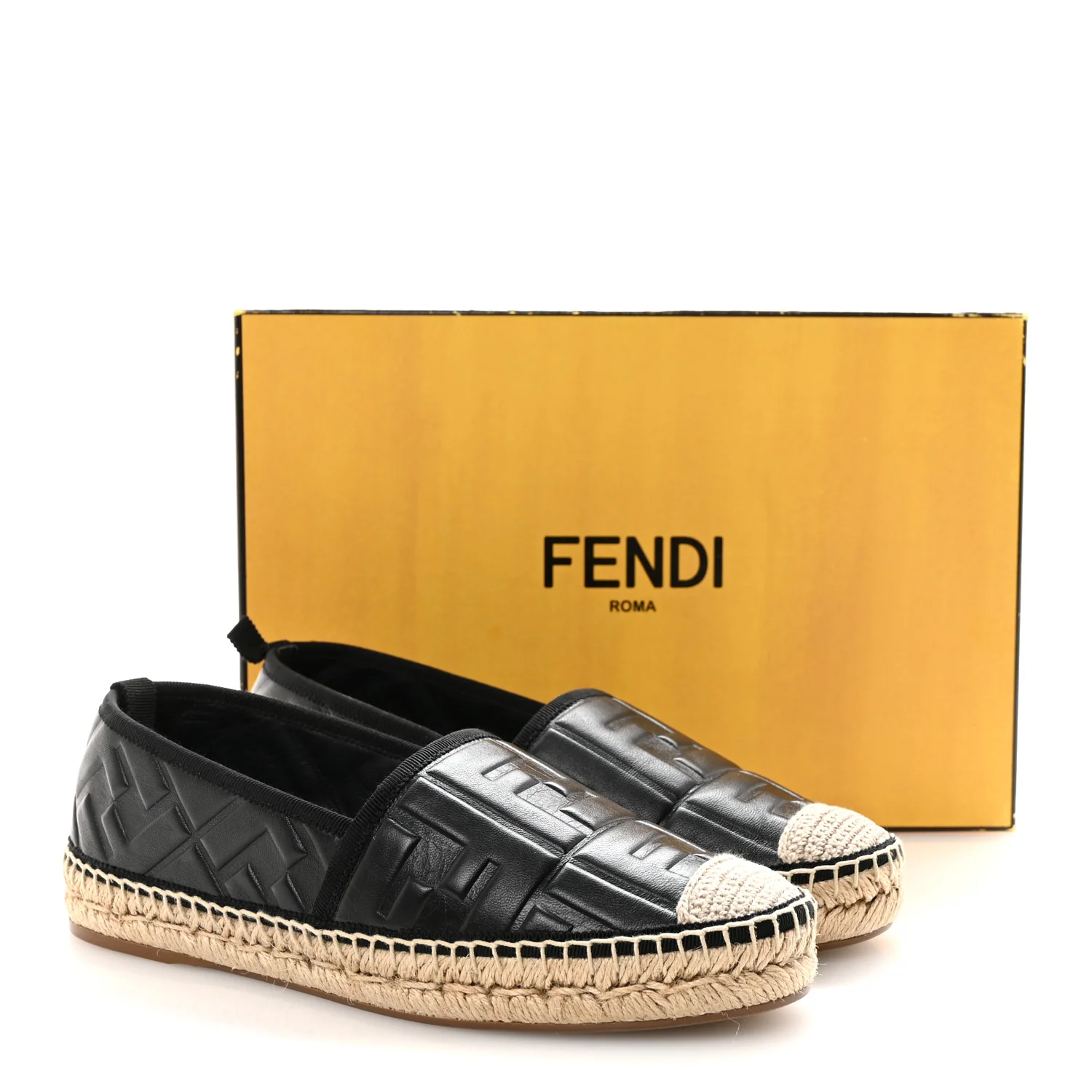 Nappa FF Embossed Espadrilles 38 Black - Image 9