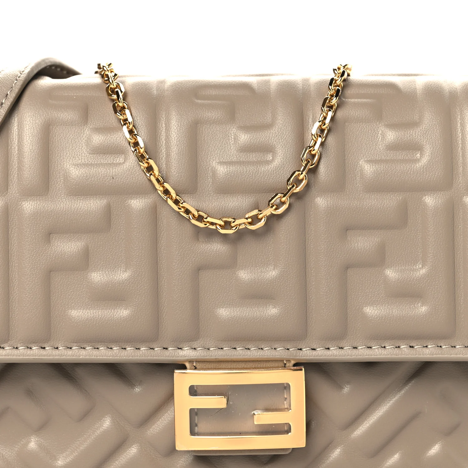 Nappa Matisse FF Embossed Wallet On Chain Baguette Dove - Image 8