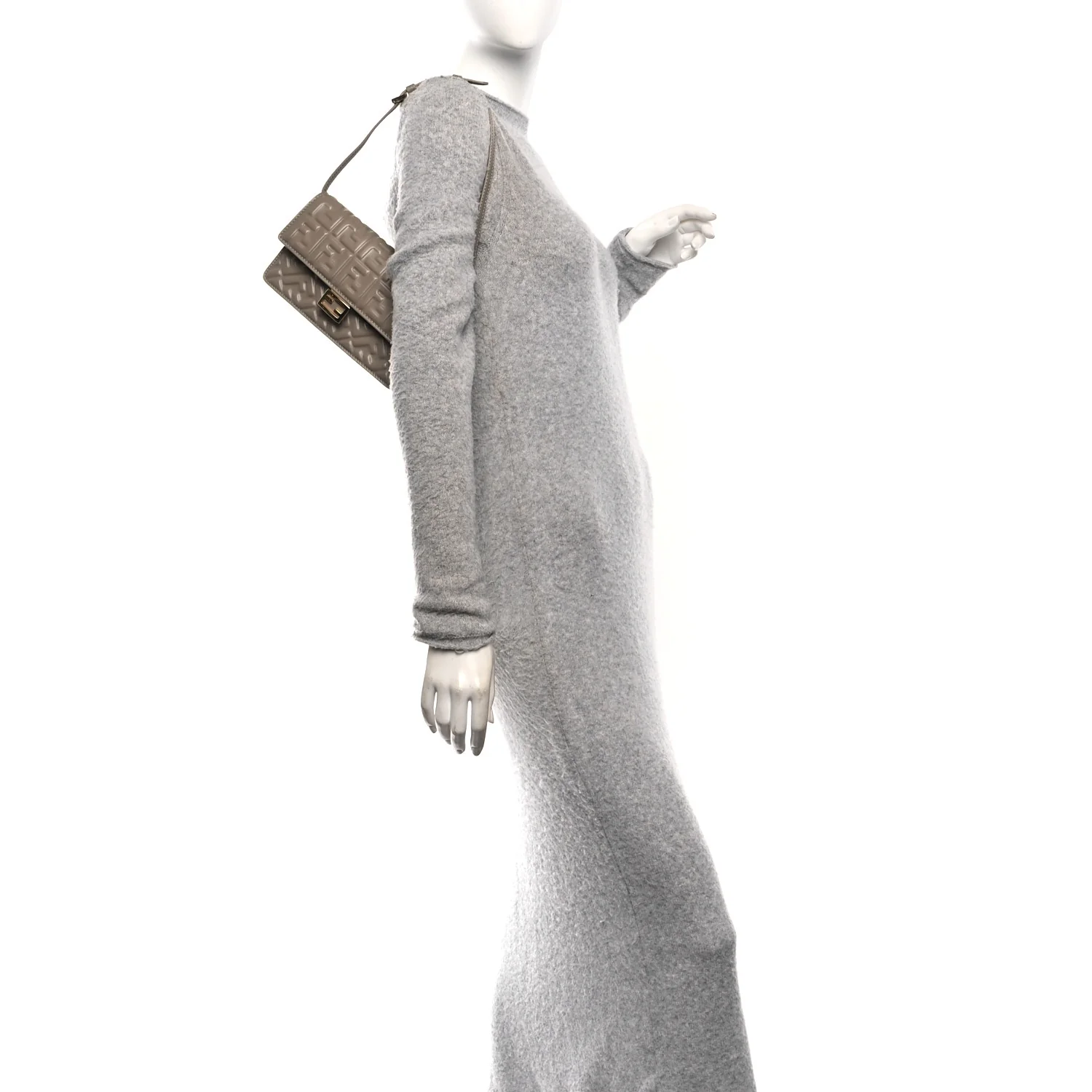 Nappa Matisse FF Embossed Wallet On Chain Baguette Grey - Image 2