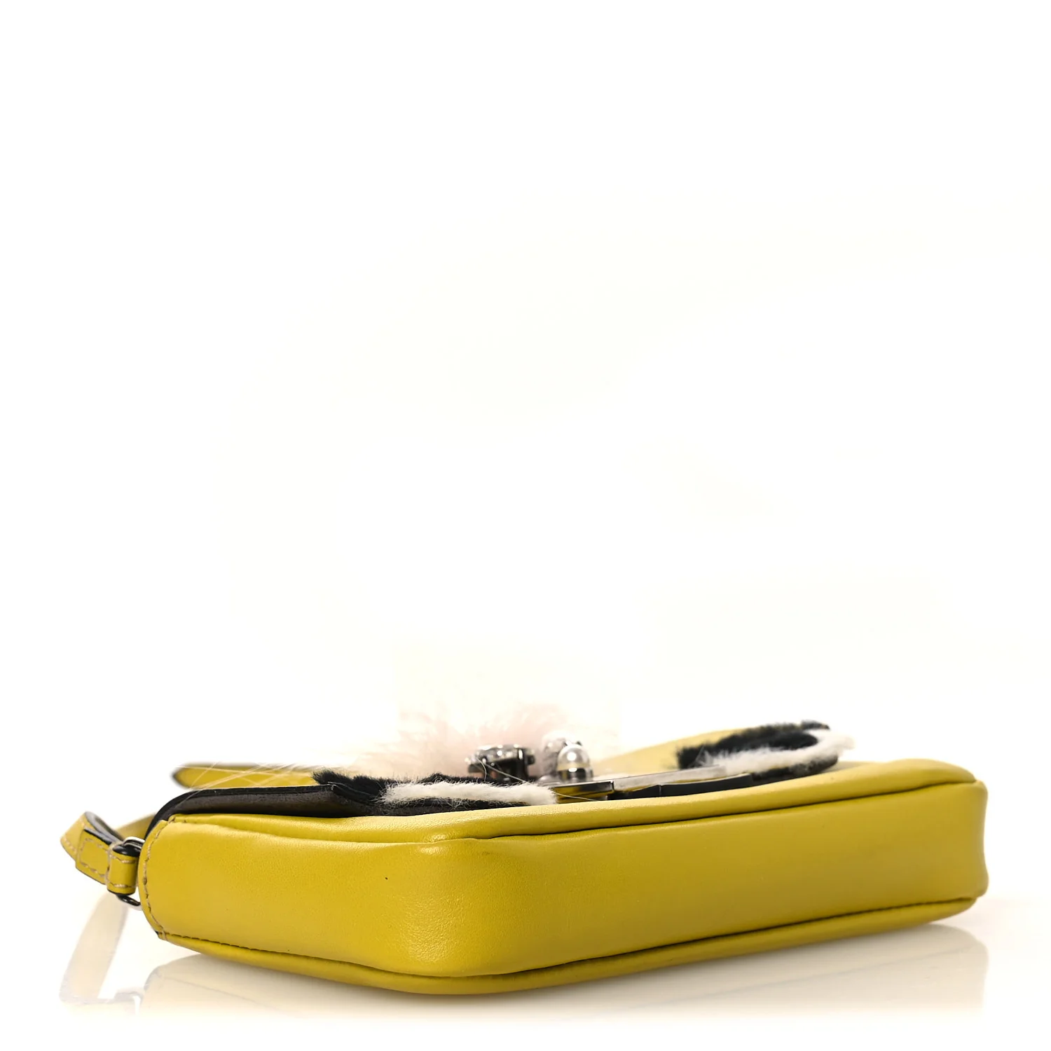 Nappa Rabbit Fox Fur Micro Buggie Baguette Lime Rosa - Image 3