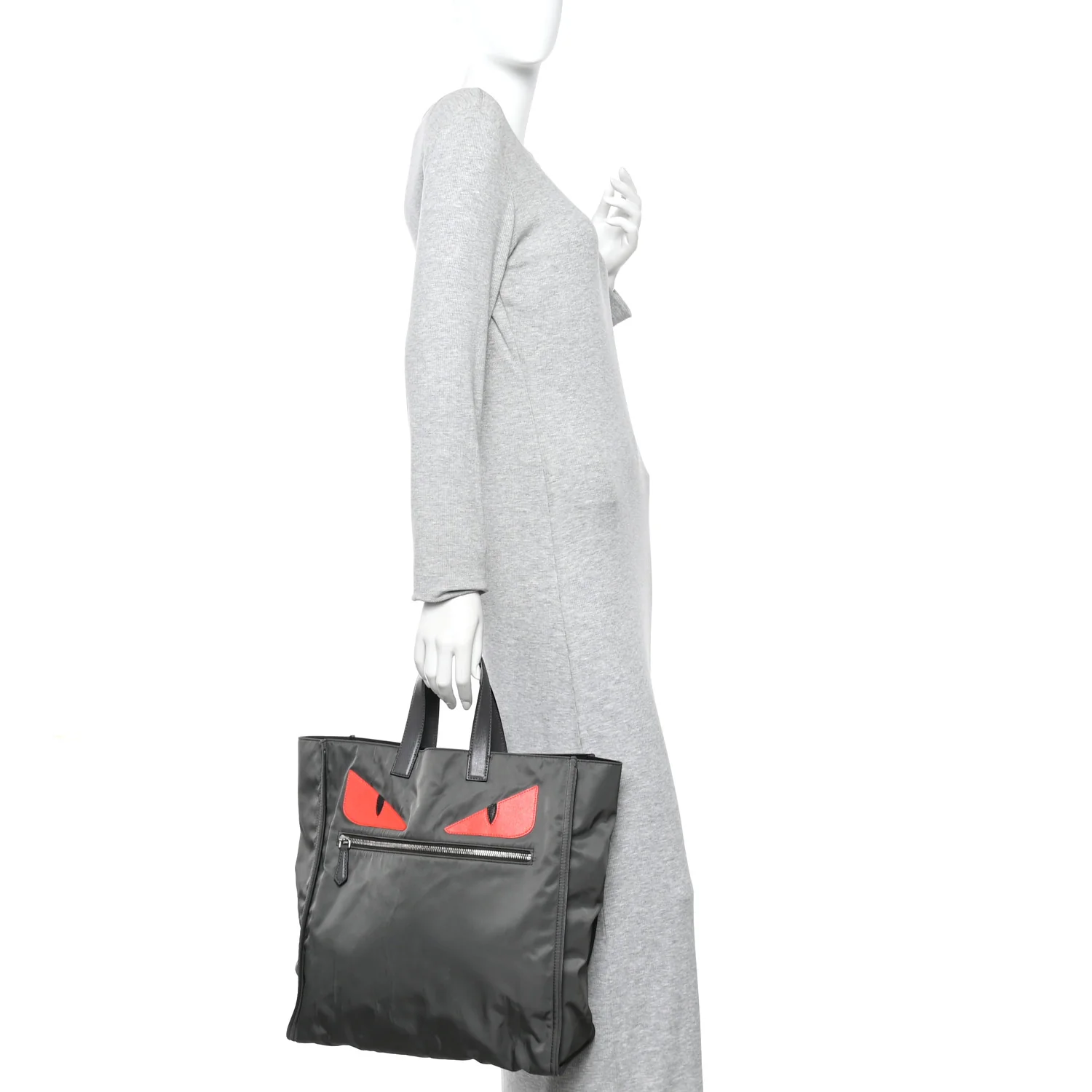 Nylon Vitello Elite Monster Eyes Tote Grey Multicolor - Image 2