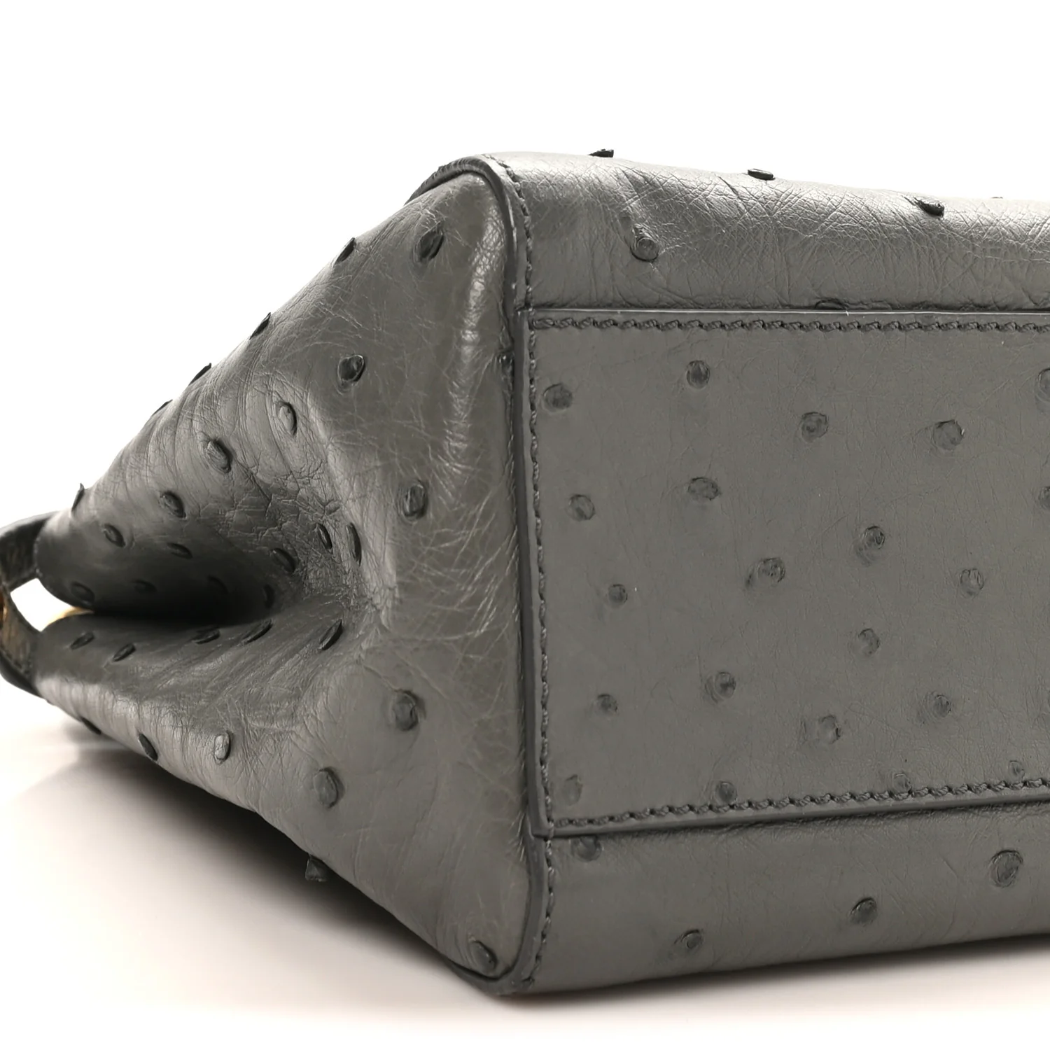 Ostrich Shiny Nappa Mini Peekaboo Iconic Satchel Grey - Image 8