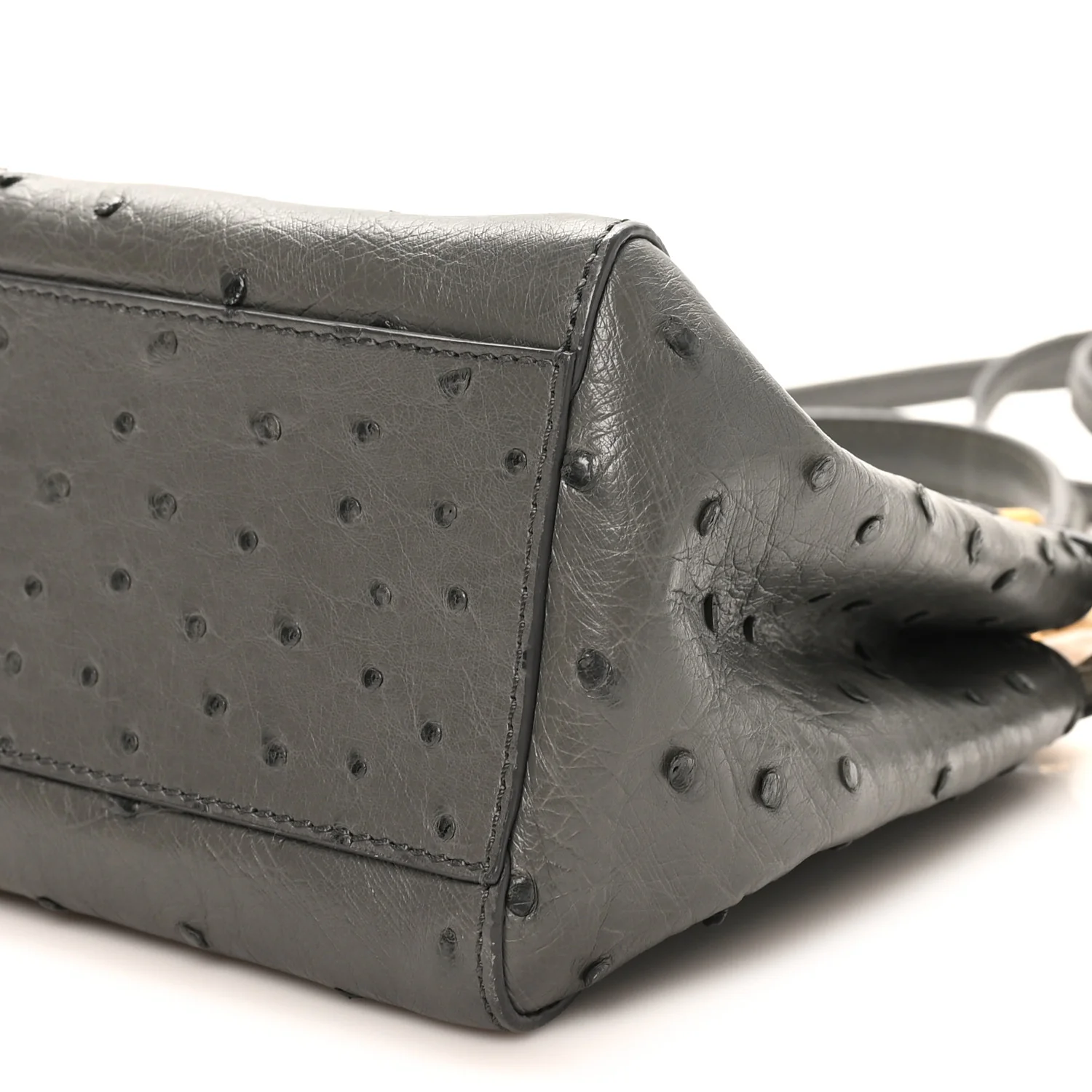 Ostrich Shiny Nappa Mini Peekaboo Iconic Satchel Grey - Image 9