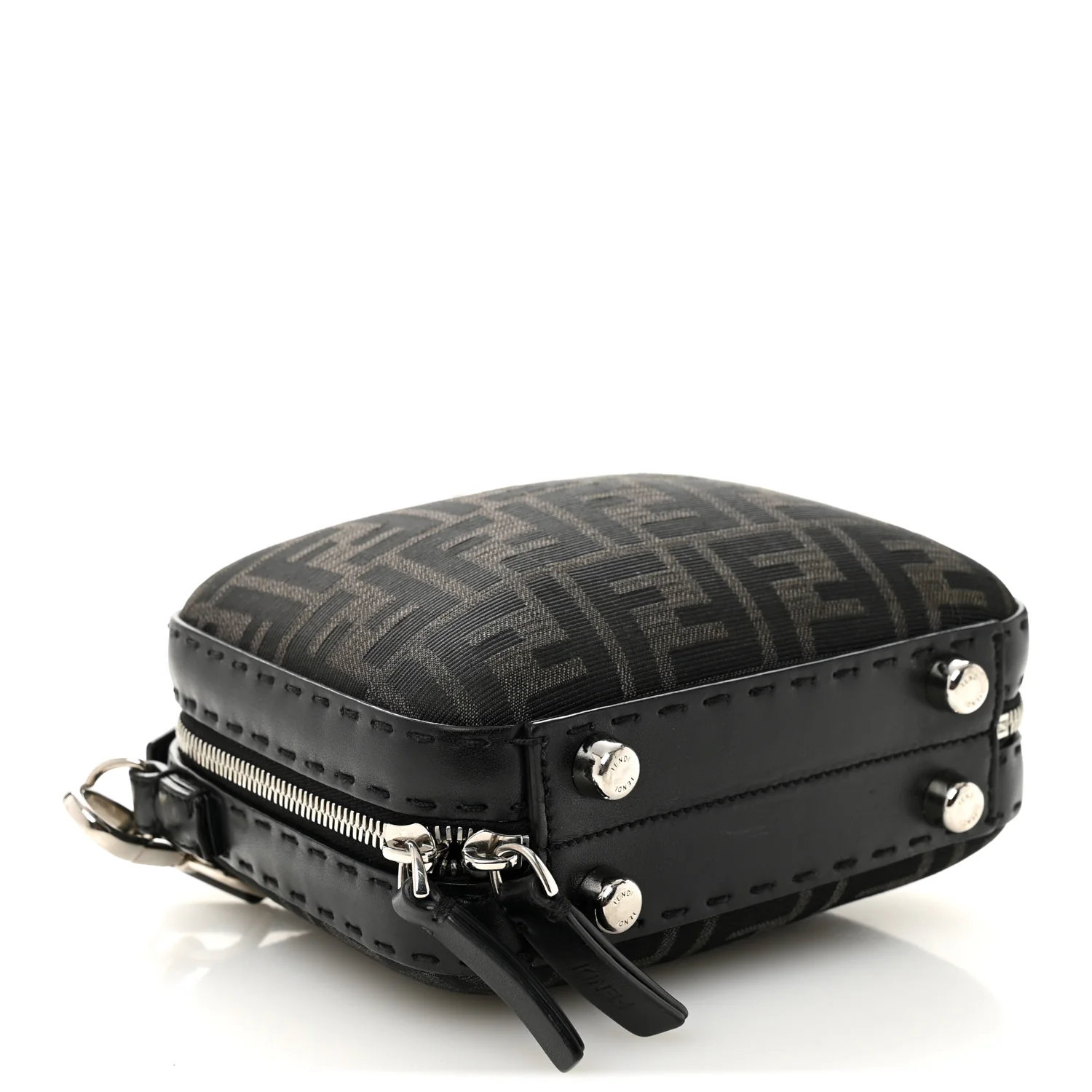 Recycled Fabric Jacquard Vitello Astro FF 1974 Mini Suitcase Bag Asfalto Black - Image 4