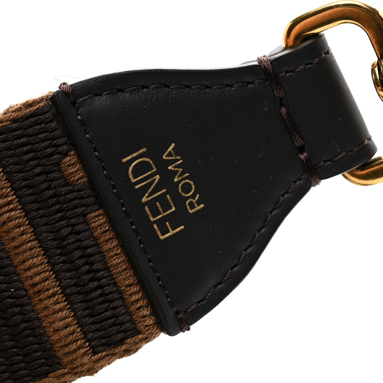 Ribbon Vitello Century FF 1974 Flat Studded Strap You Fango Marrone Ebano - Image 3