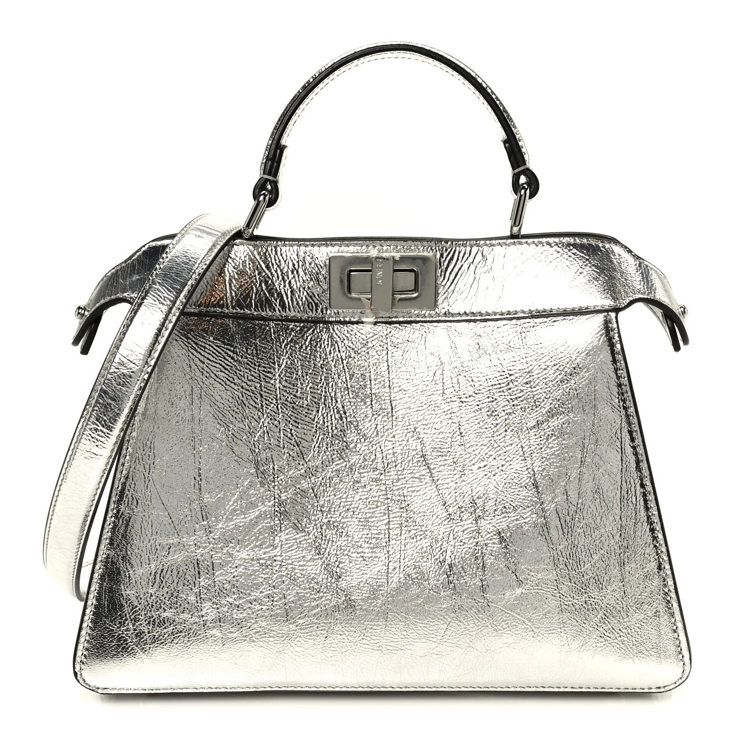 Rock Millenium Laminata Small Peekaboo I SEE U Satchel Argento