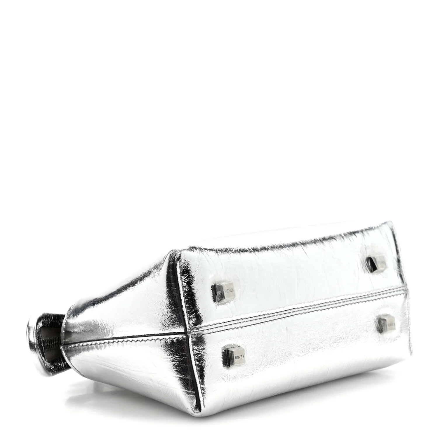 Rock Millenium Logo Embossed Mini By The Way Top Handle Boston Bag Argento - Image 4