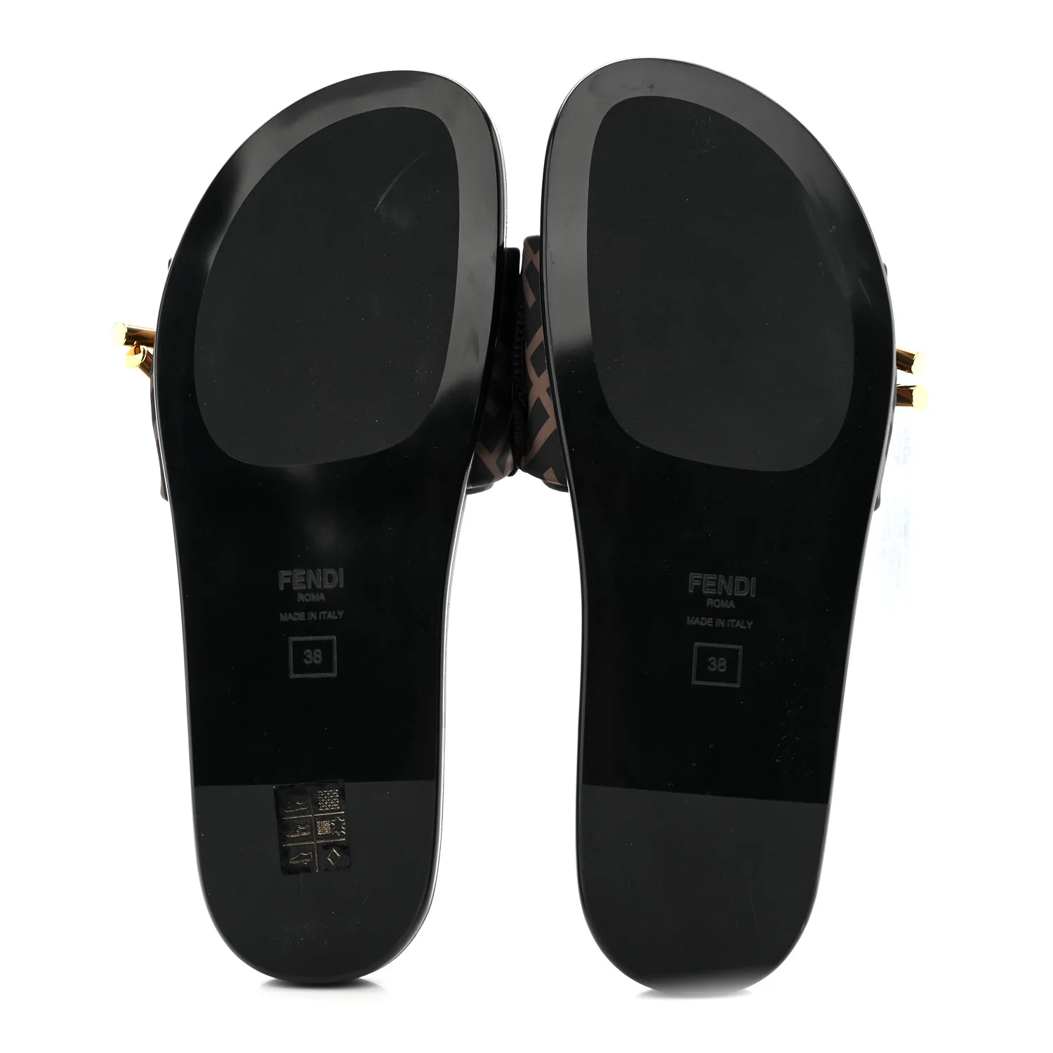 Satin FF Fendi Feel Slide Sandals 38 Tobacco Black - Image 6