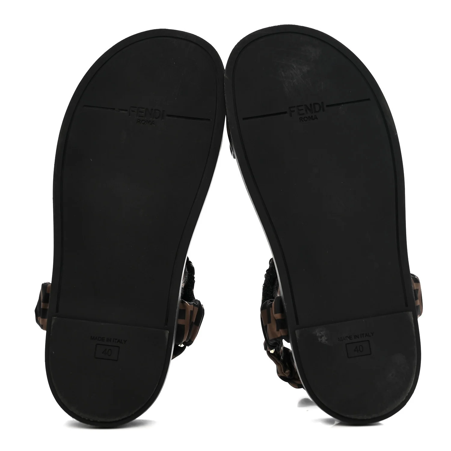 Satin FF Ruched Sandals 40 Tobacco Black - Image 6