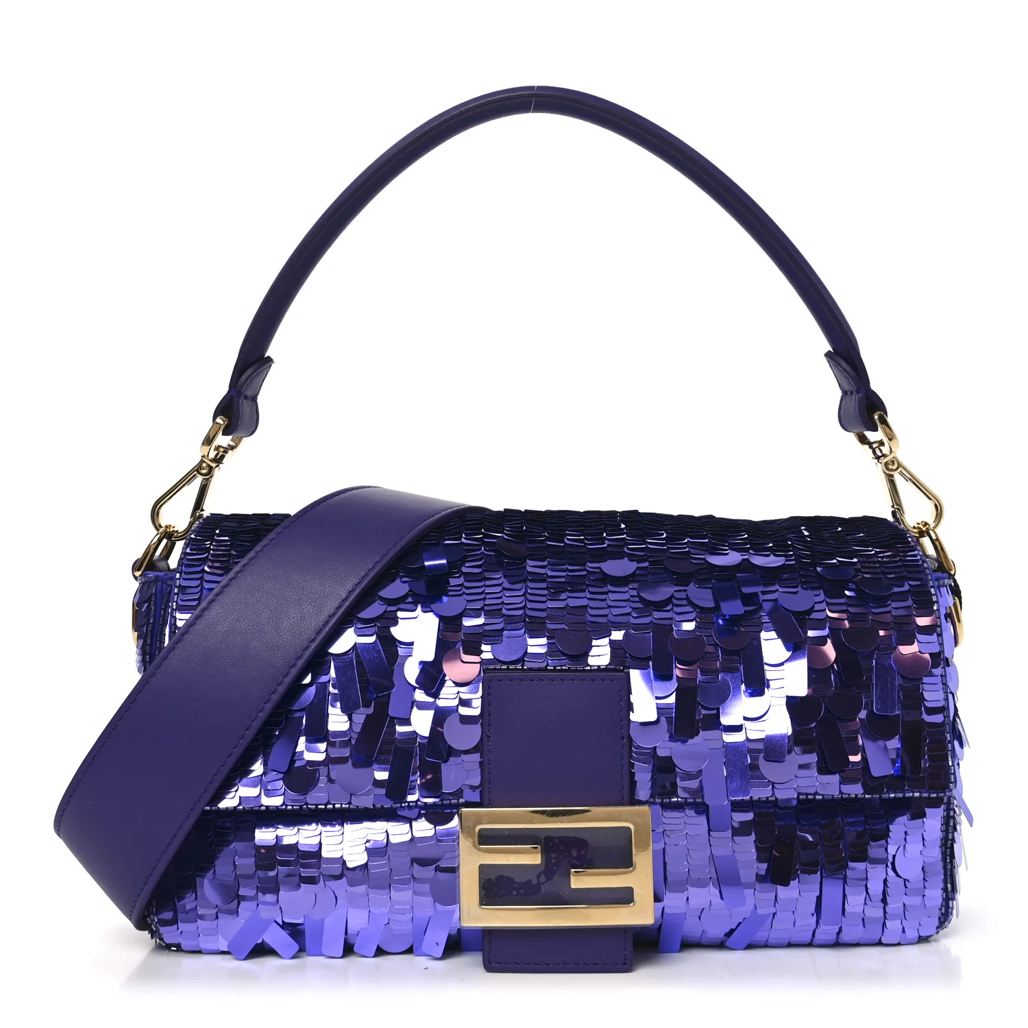 Sequin Paillettes Shiny Nappa Sex and the City Baguette Viola Purple Rain