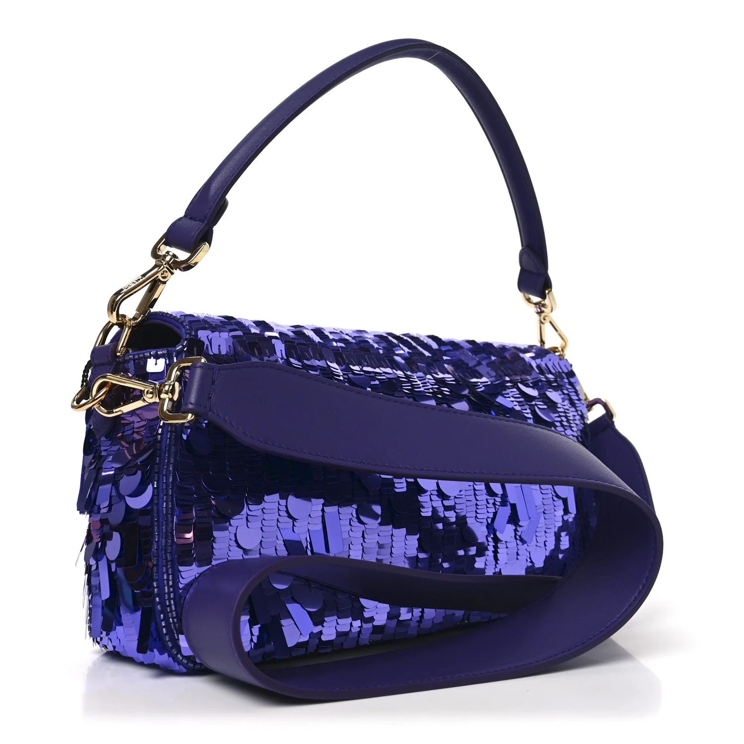 Sequin Paillettes Shiny Nappa Sex and the City Baguette Viola Purple Rain - Image 3