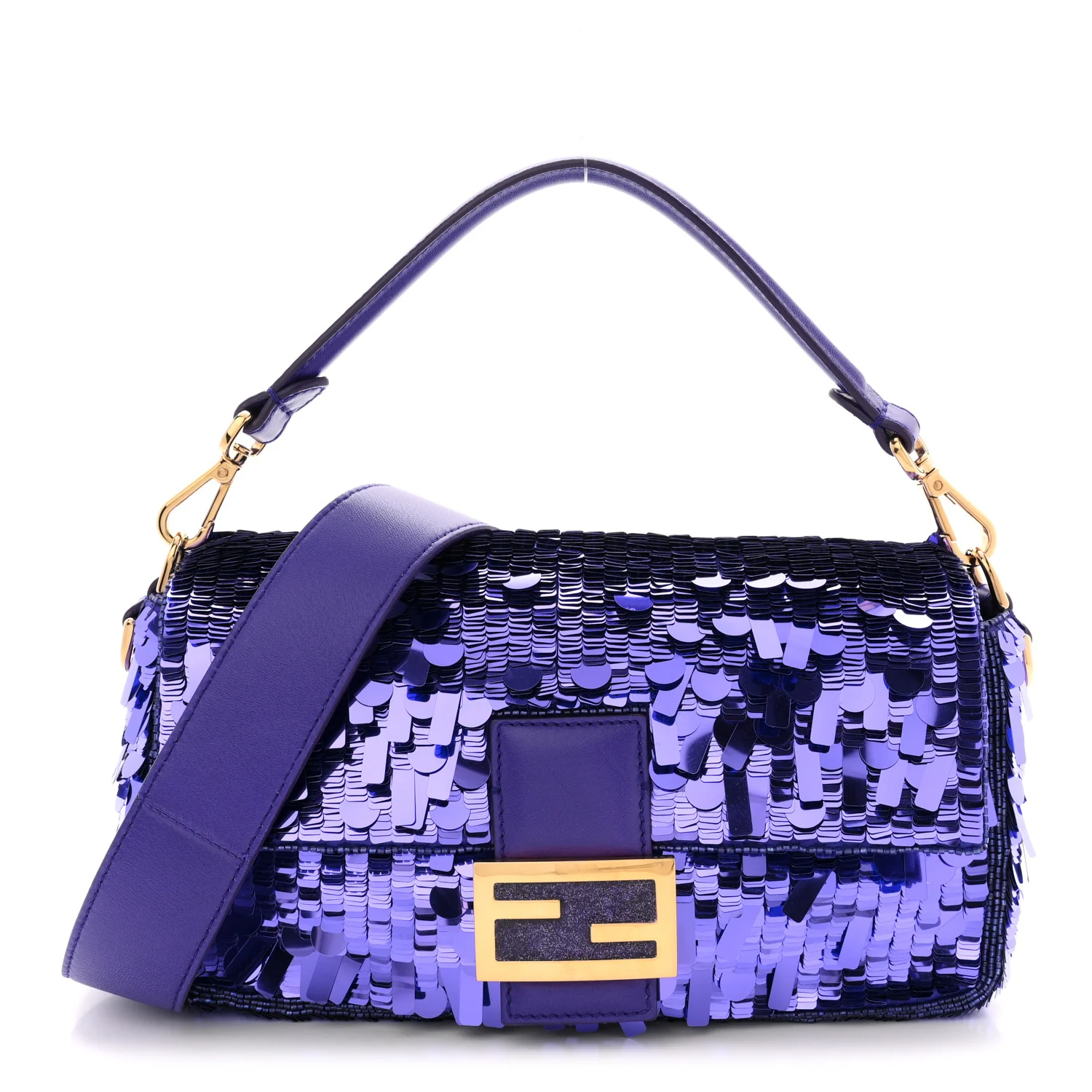 Sequin Paillettes Shiny Nappa Sex and the City Baguette Viola Purple Rain