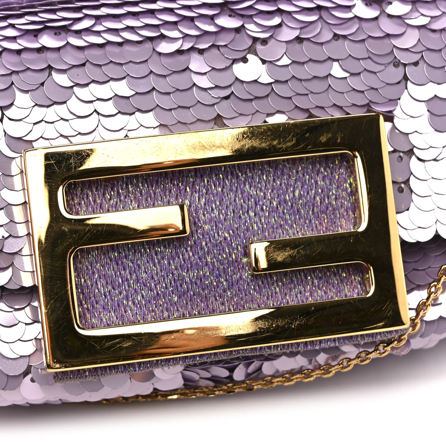 Sequin Paillettes Shiny Nappa Sex and the City Nano Maxi Buckle Baguette Charm Lilla - Image 11