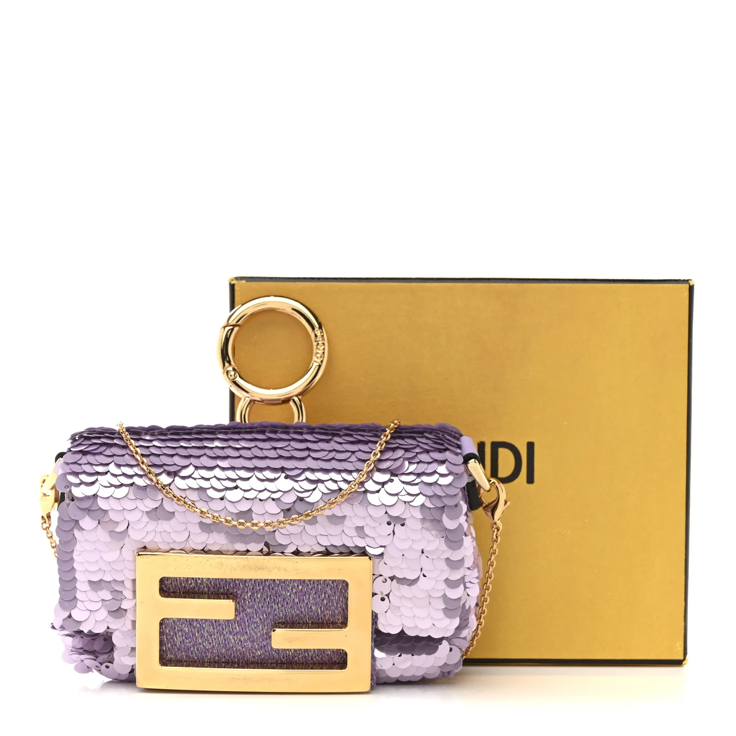 Sequin Paillettes Shiny Nappa Sex and the City Nano Maxi Buckle Baguette Charm Lilla - Image 12