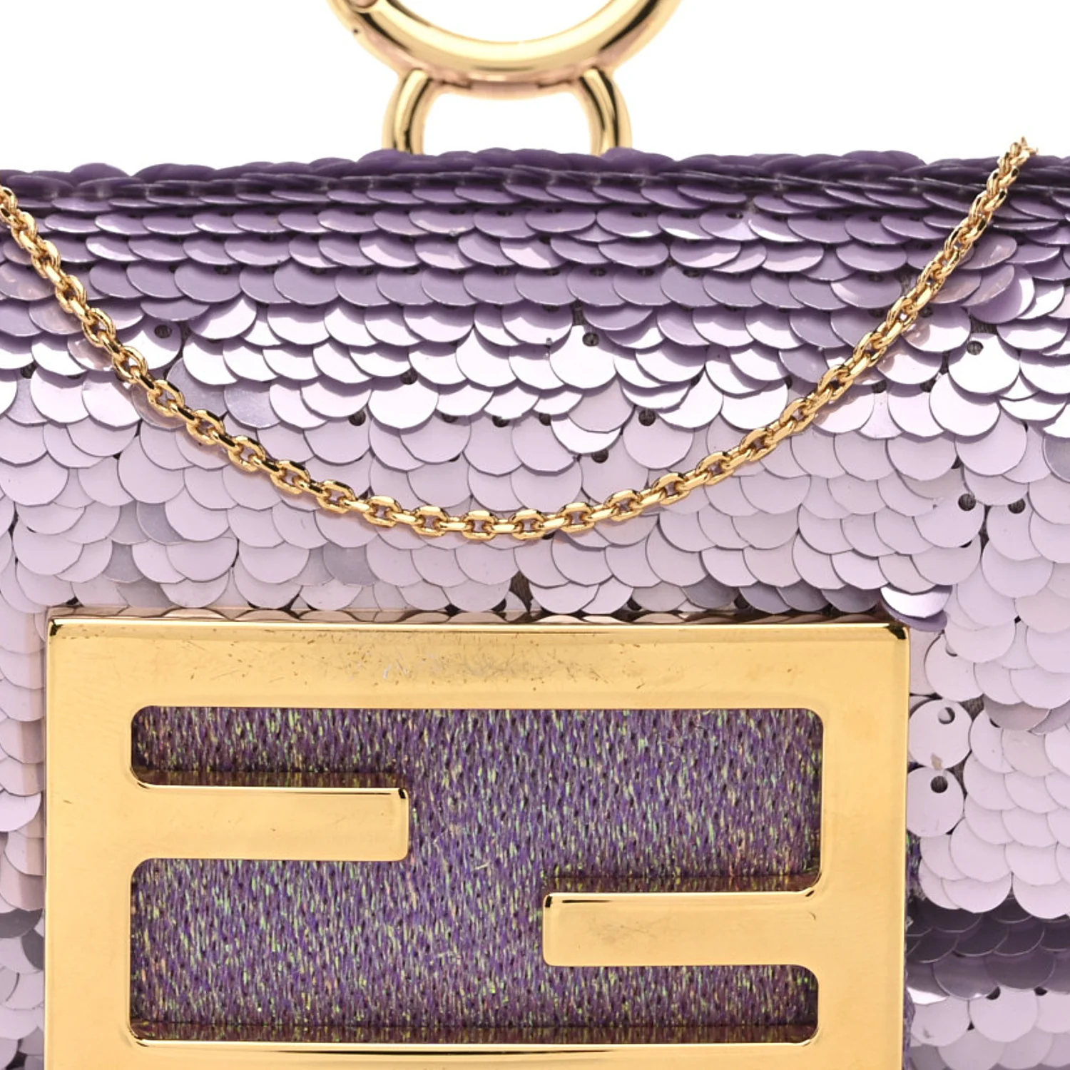 Sequin Paillettes Shiny Nappa Sex and the City Nano Maxi Buckle Baguette Charm Lilla - Image 8
